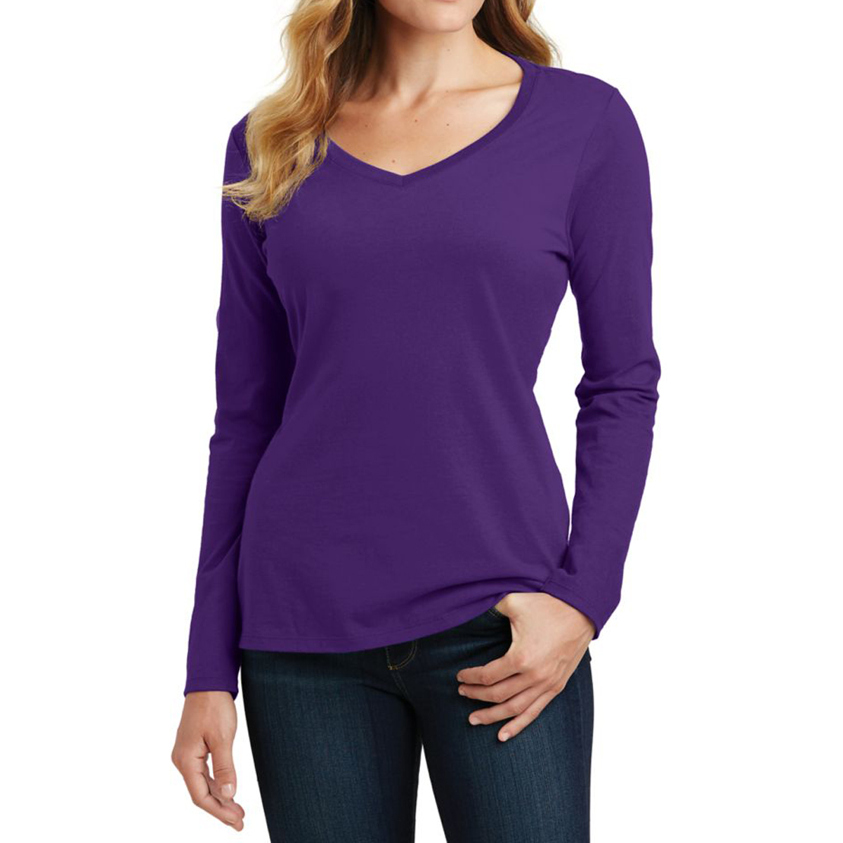Picture of Port & Company® Ladies' Long Sleeve Fan Favorite V-neck Tee