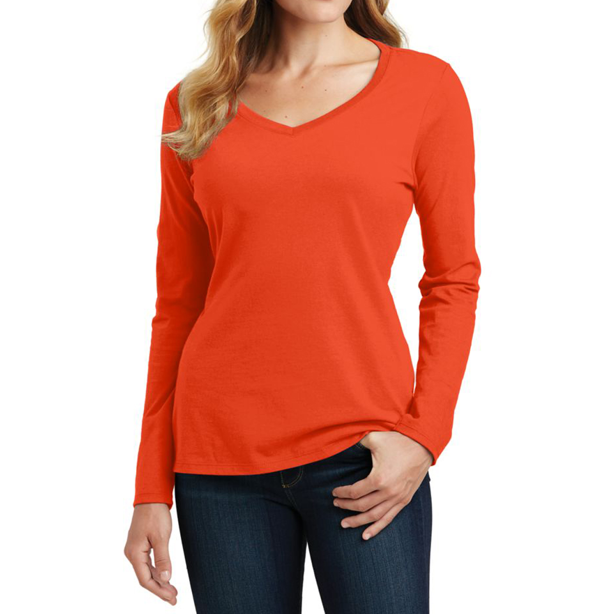 Picture of Port & Company® Ladies' Long Sleeve Fan Favorite V-neck Tee