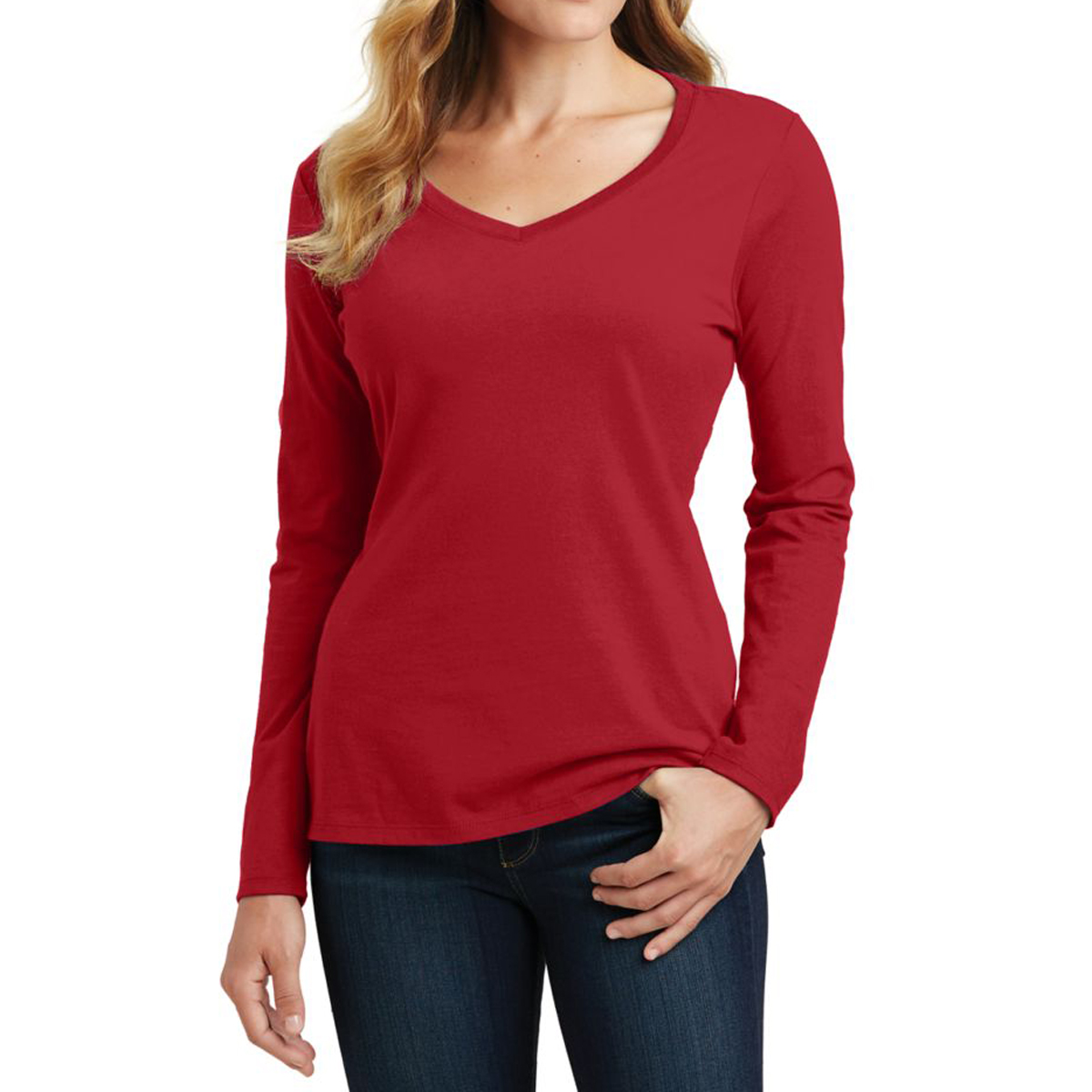 Picture of Port & Company® Ladies' Long Sleeve Fan Favorite V-neck Tee