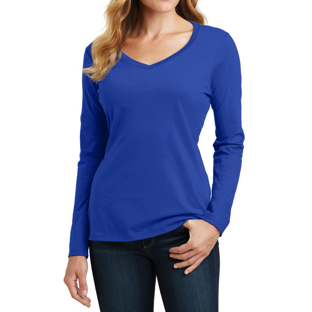 Picture of Port & Company® Ladies' Long Sleeve Fan Favorite V-neck Tee