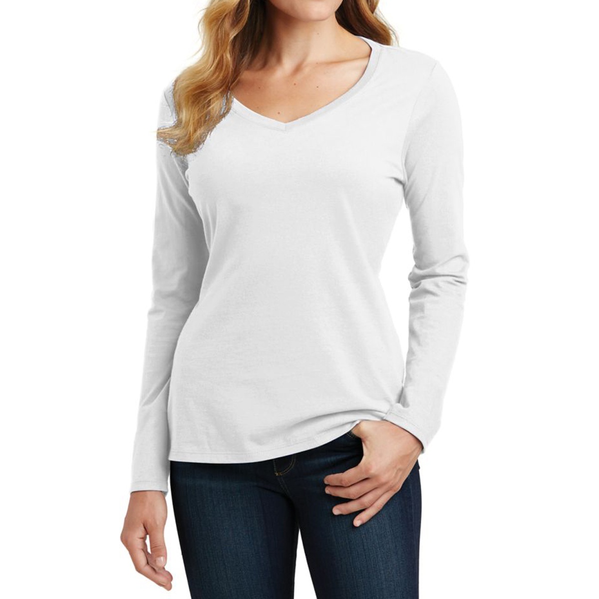 Picture of Port & Company® Ladies' Long Sleeve Fan Favorite V-neck Tee