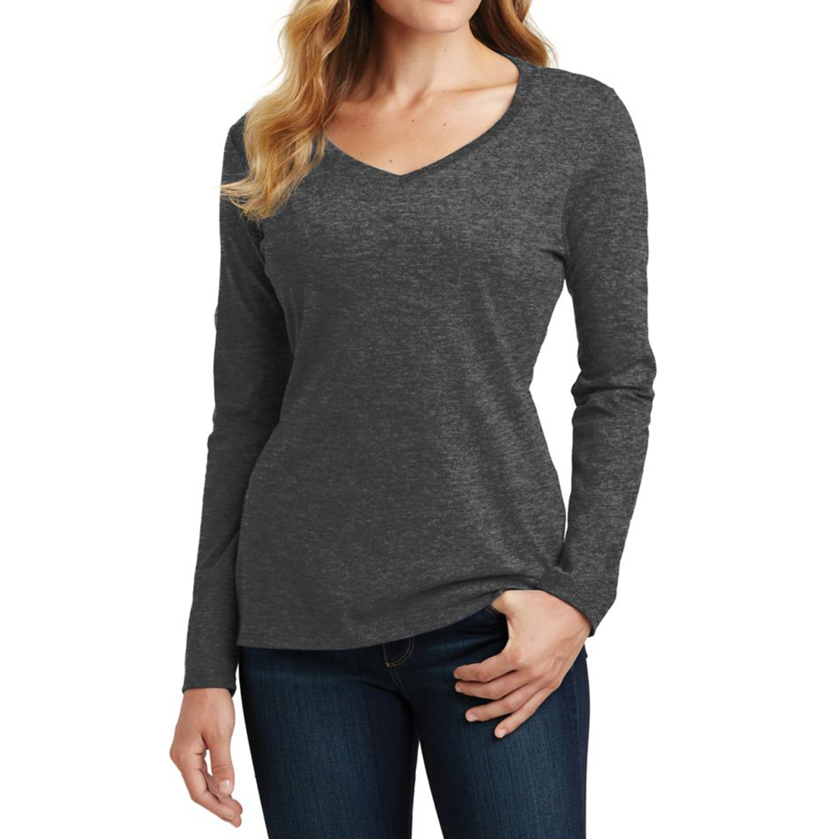 Picture of Port & Company® Ladies' Long Sleeve Fan Favorite V-neck Tee