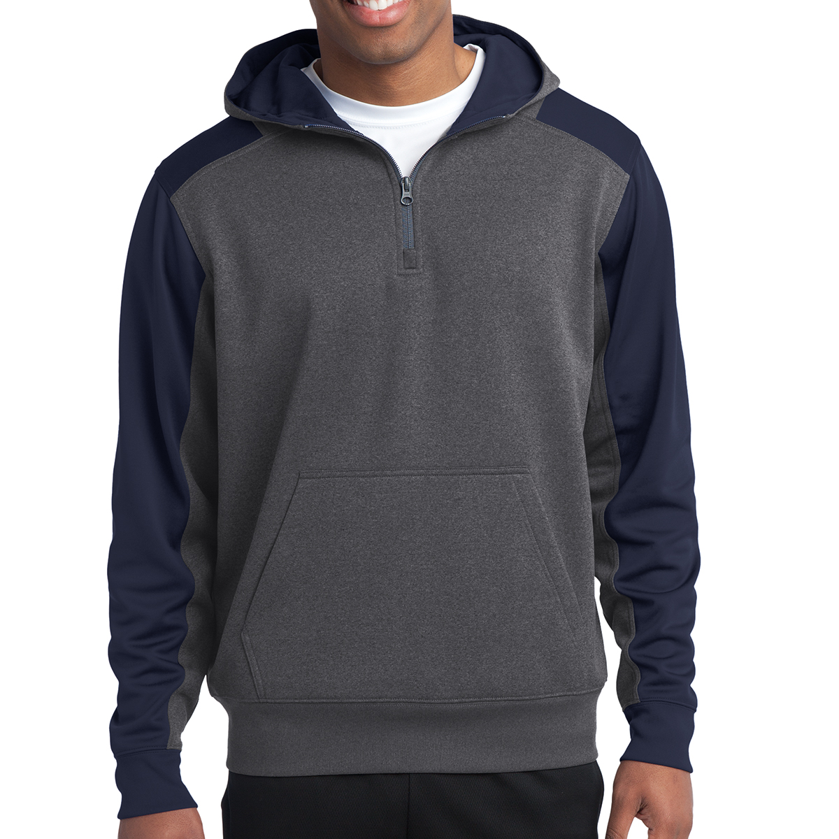 Picture of Sport-tek® Tech Fleece Colorblock 1/4-zip Hooded Sweatshirt