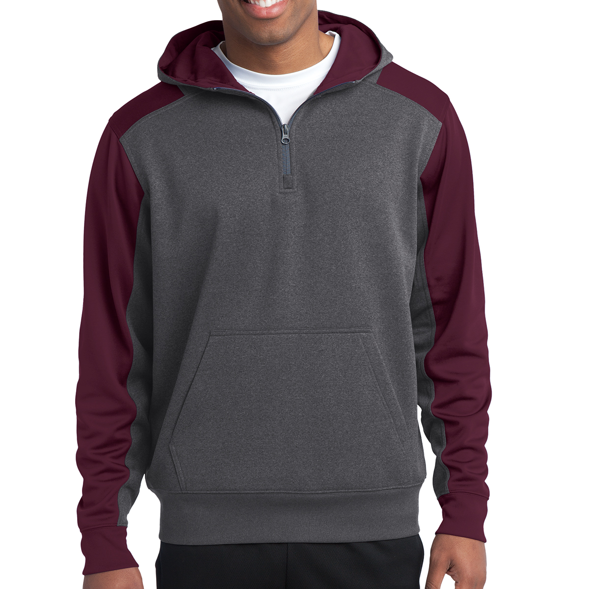 Picture of Sport-tek® Tech Fleece Colorblock 1/4-zip Hooded Sweatshirt
