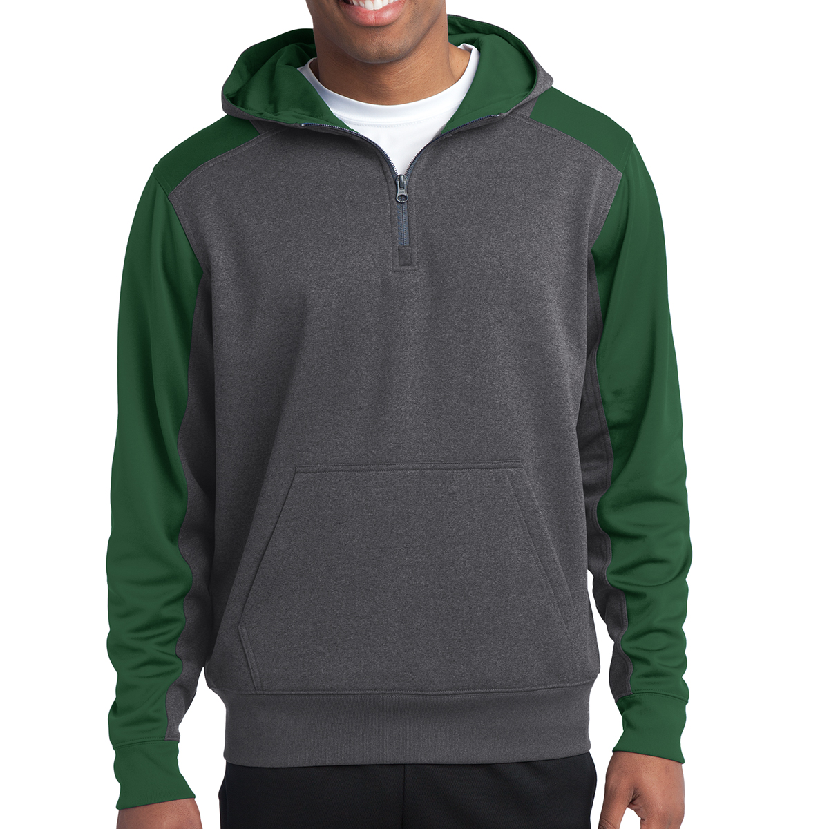 Picture of Sport-tek® Tech Fleece Colorblock 1/4-zip Hooded Sweatshirt