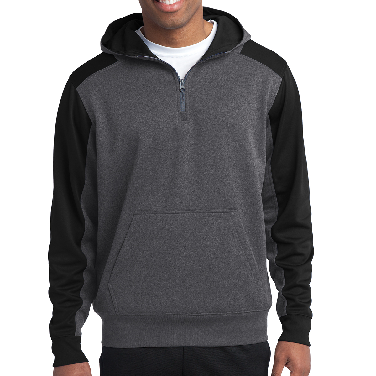 Picture of Sport-tek® Tech Fleece Colorblock 1/4-zip Hooded Sweatshirt