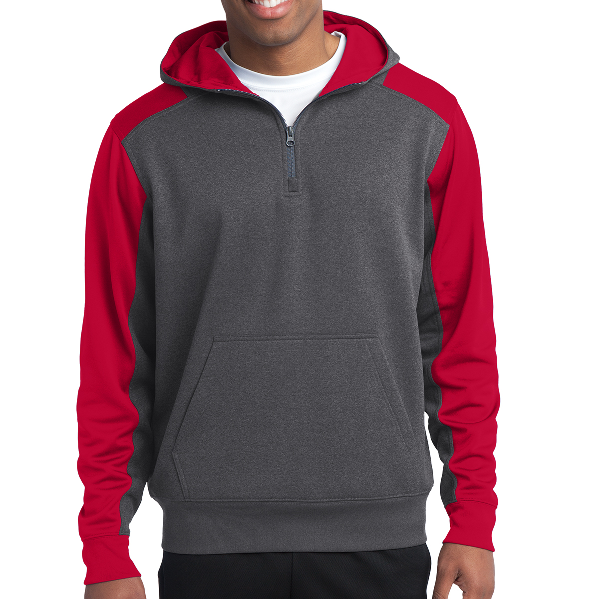 Picture of Sport-tek® Tech Fleece Colorblock 1/4-zip Hooded Sweatshirt