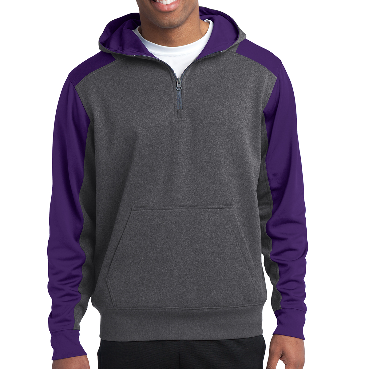 Picture of Sport-tek® Tech Fleece Colorblock 1/4-zip Hooded Sweatshirt