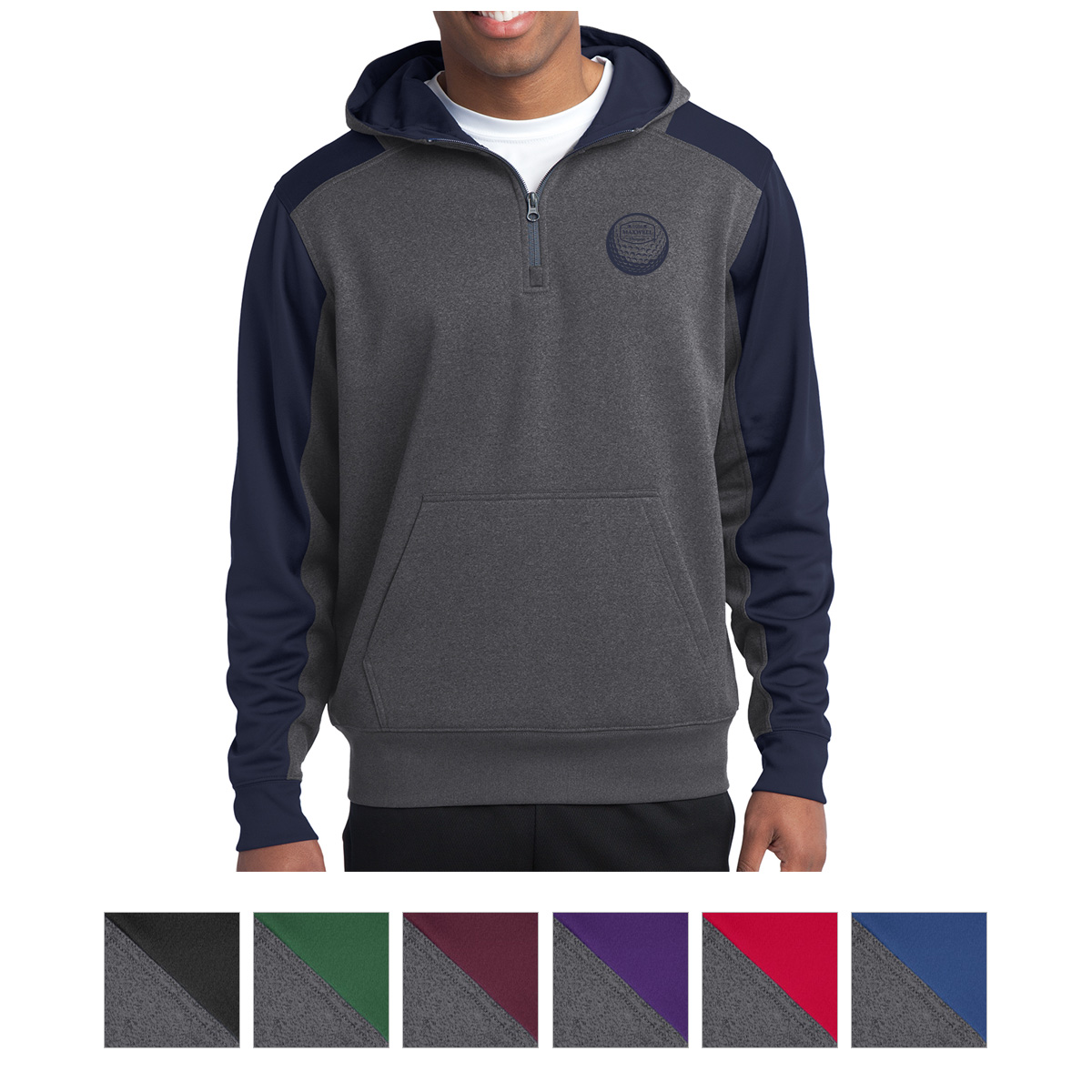 Picture of Sport-tek® Tech Fleece Colorblock 1/4-zip Hooded Sweatshirt