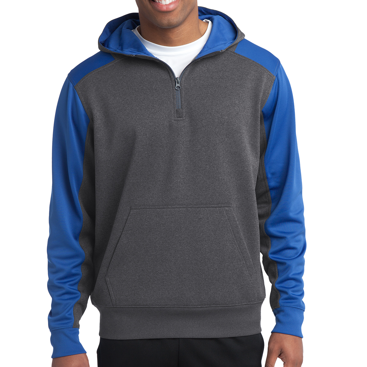 Picture of Sport-tek® Tech Fleece Colorblock 1/4-zip Hooded Sweatshirt