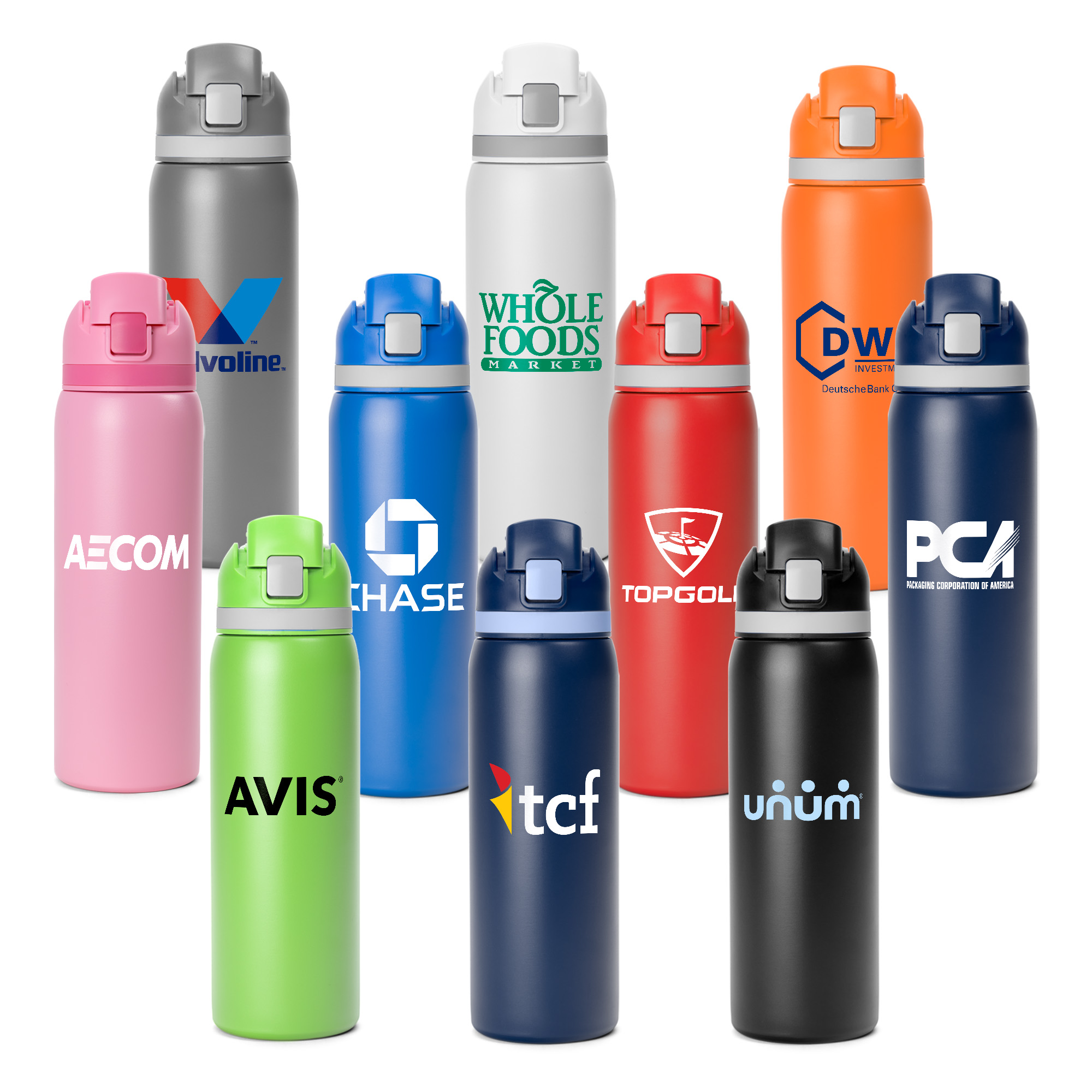 Picture of 27 Oz. Two-Toned Stainless Steel Pop Straw Bottle