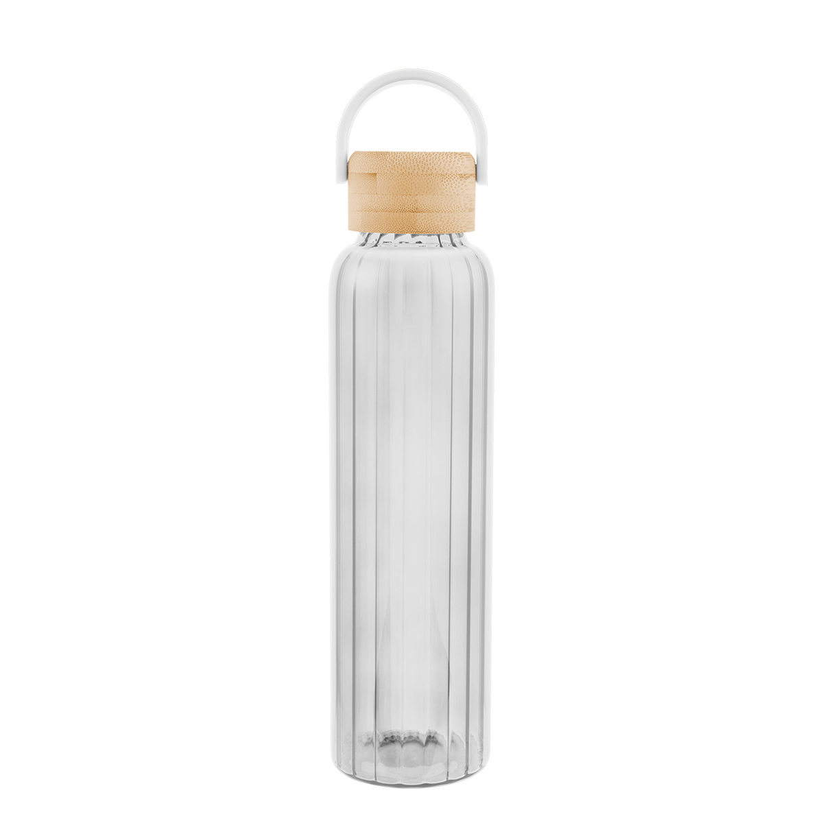 Picture of 20 Oz. Ribbed Borosilicate Glass Bottle With Bamboo Lid
