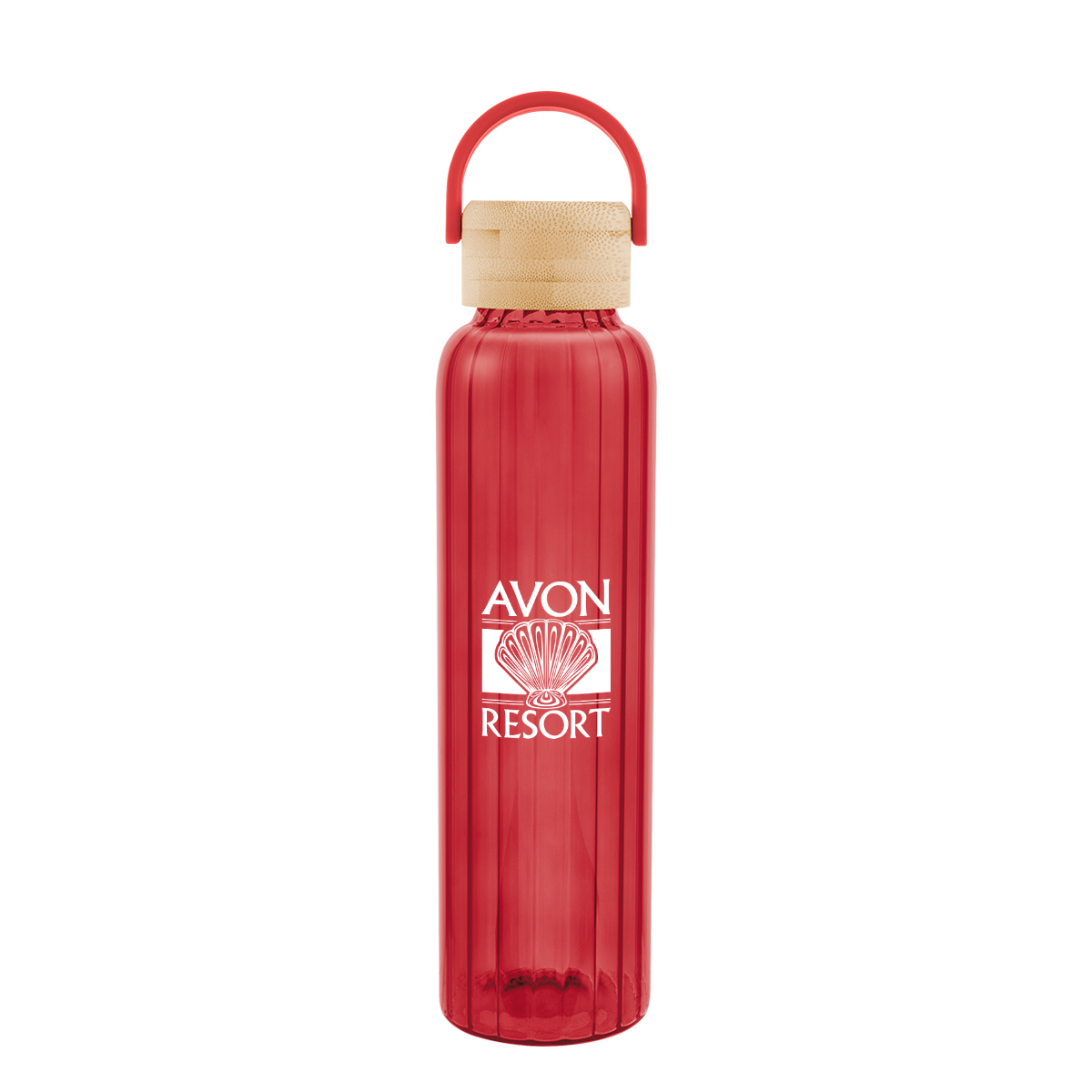 Picture of 20 Oz. Ribbed Borosilicate Glass Bottle With Bamboo Lid