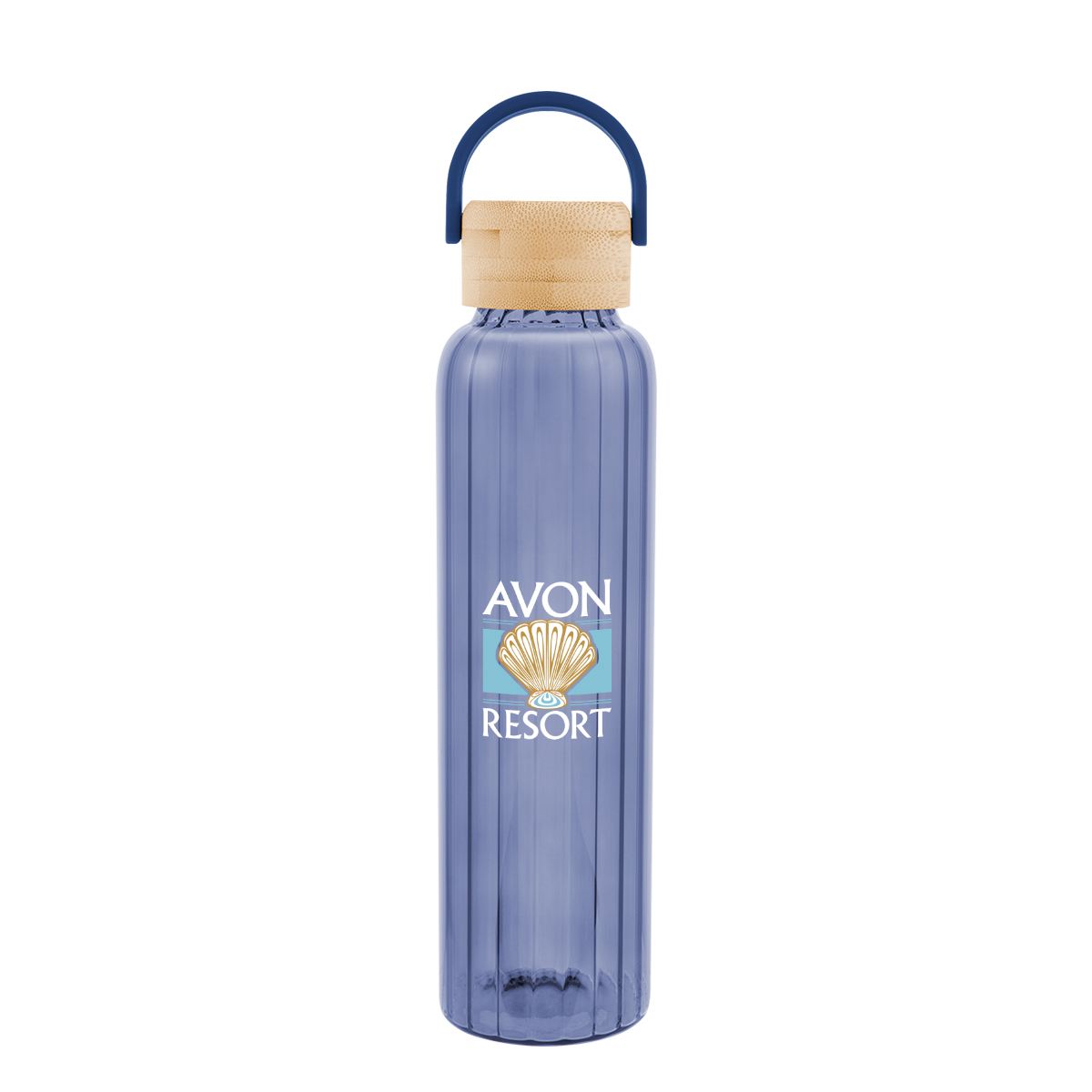 Picture of 20 Oz. Ribbed Borosilicate Glass Bottle With Bamboo Lid