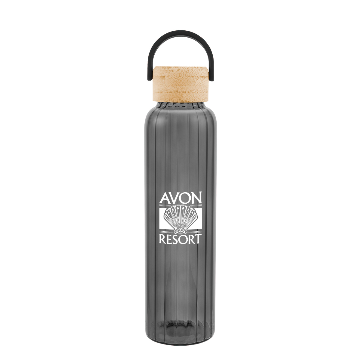 Picture of 20 Oz. Ribbed Borosilicate Glass Bottle With Bamboo Lid
