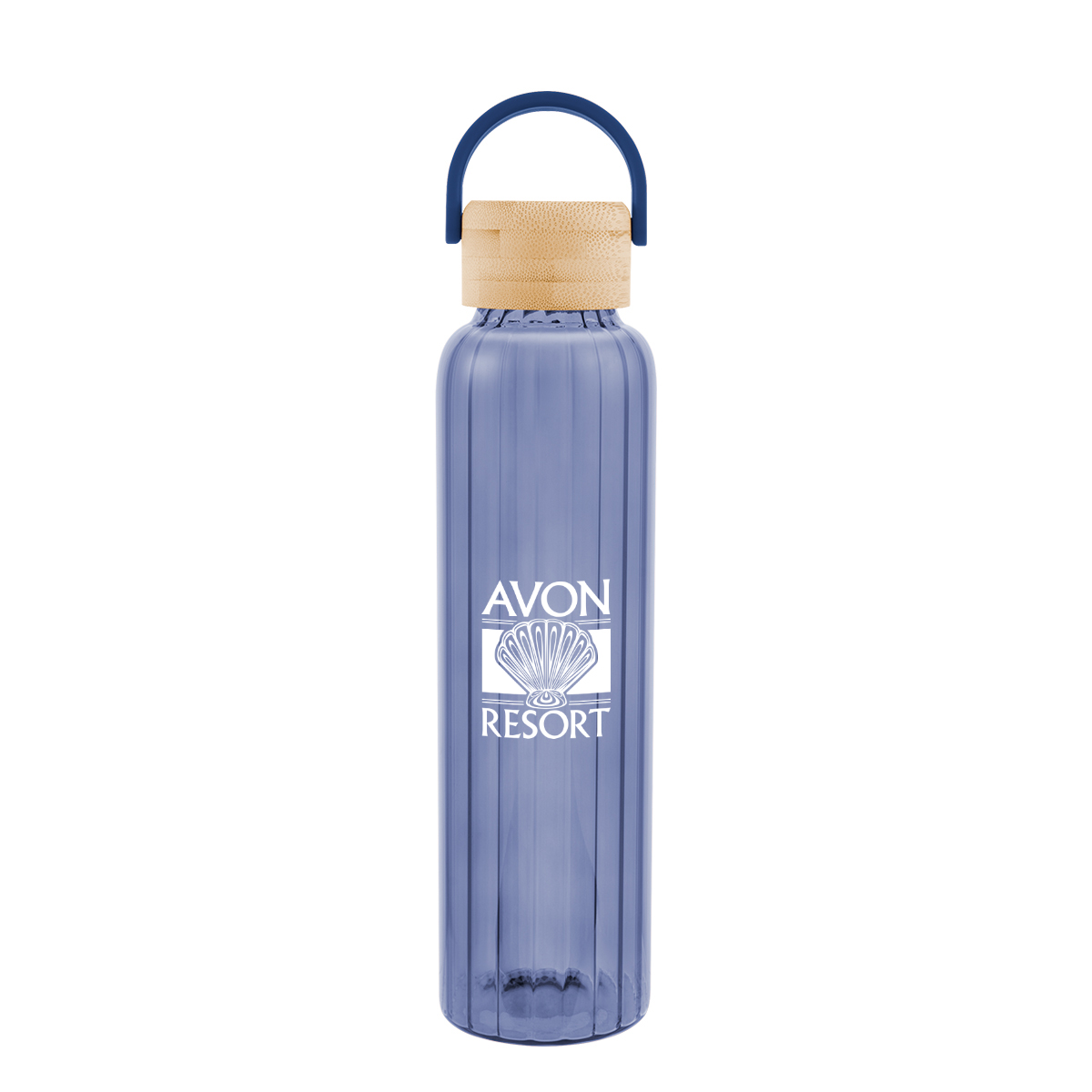 Picture of 20 Oz. Ribbed Borosilicate Glass Bottle With Bamboo Lid