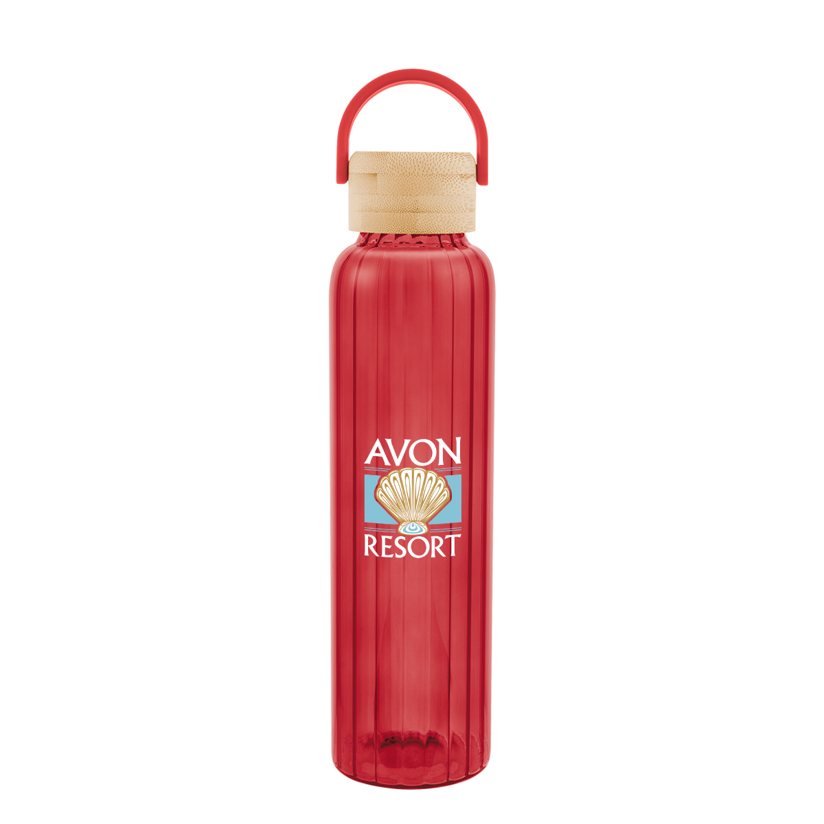 Picture of 20 Oz. Ribbed Borosilicate Glass Bottle With Bamboo Lid