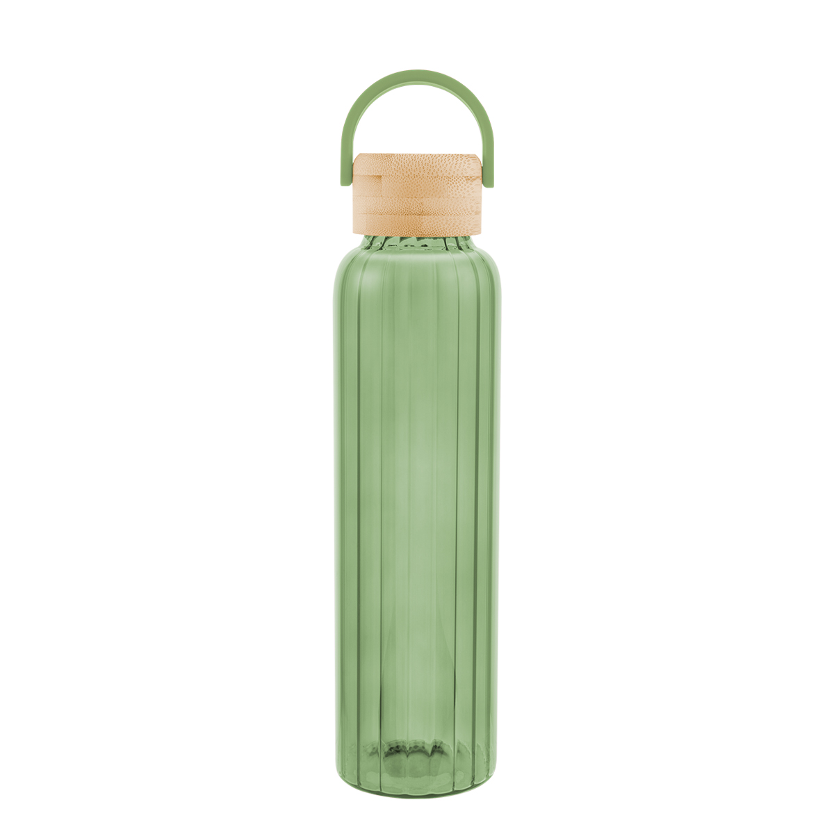 Picture of 20 Oz. Ribbed Borosilicate Glass Bottle With Bamboo Lid
