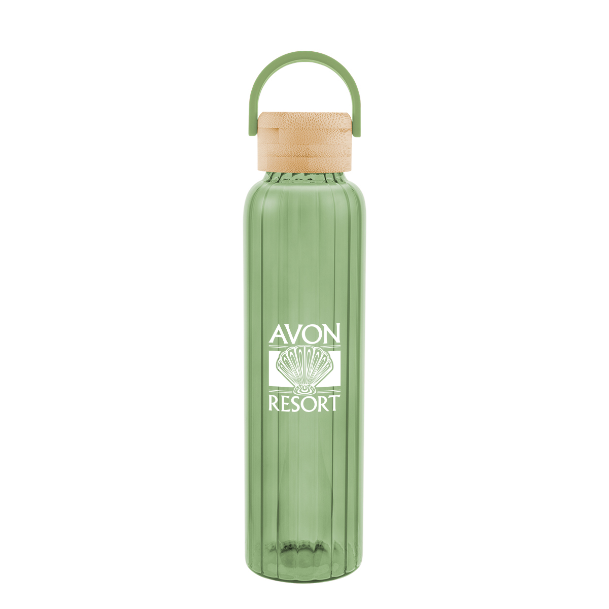 Picture of 20 Oz. Ribbed Borosilicate Glass Bottle With Bamboo Lid