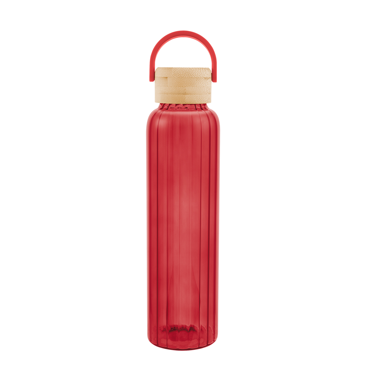 Picture of 20 Oz. Ribbed Borosilicate Glass Bottle With Bamboo Lid