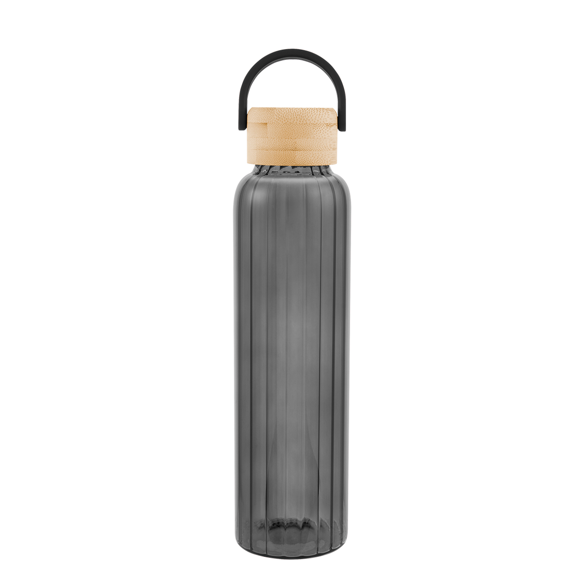 Picture of 20 Oz. Ribbed Borosilicate Glass Bottle With Bamboo Lid