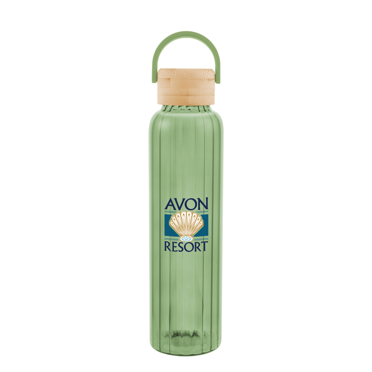 Picture of 20 Oz. Ribbed Borosilicate Glass Bottle With Bamboo Lid
