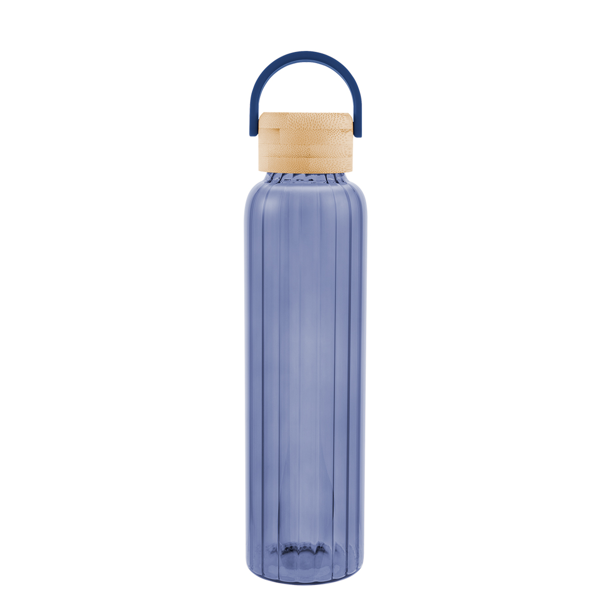 Picture of 20 Oz. Ribbed Borosilicate Glass Bottle With Bamboo Lid