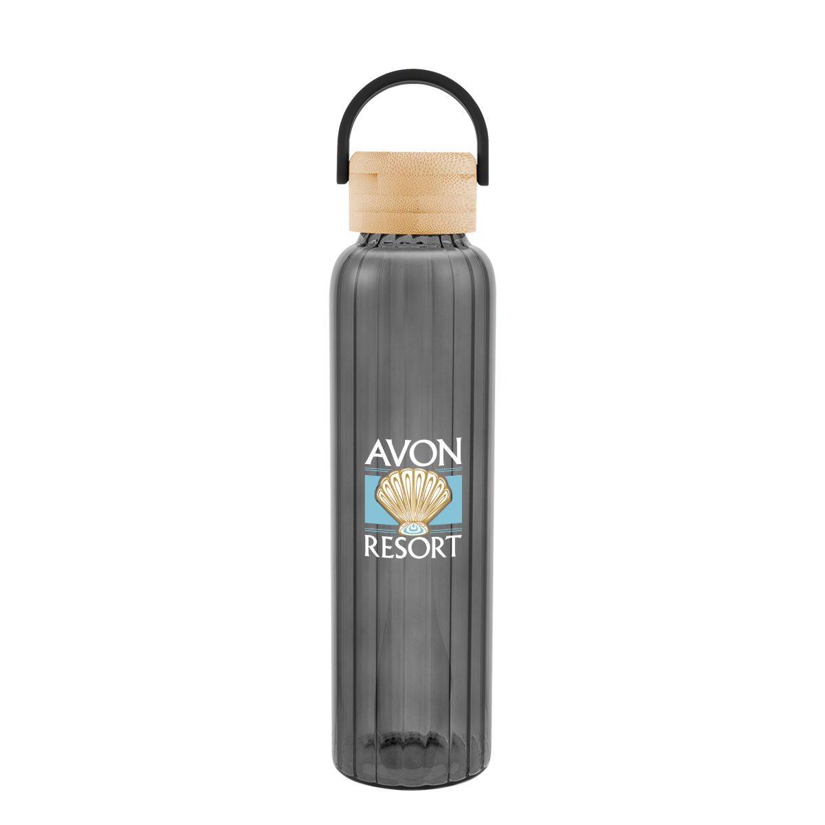 Picture of 20 Oz. Ribbed Borosilicate Glass Bottle With Bamboo Lid