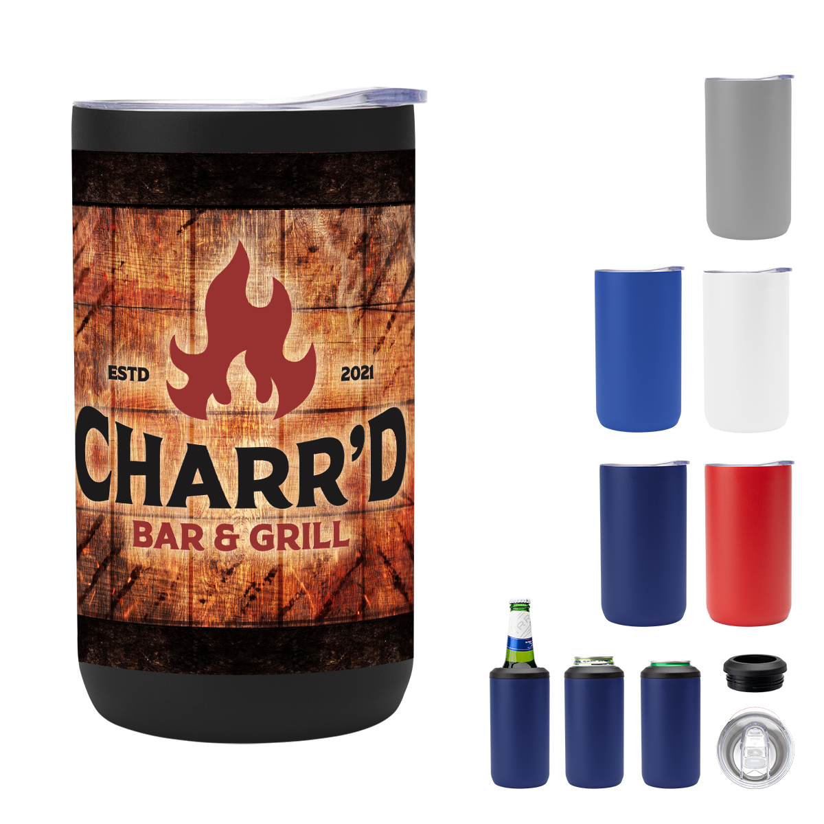 Picture of 12 Oz. Full Color 4-in-1 Double Walled Can Cooler