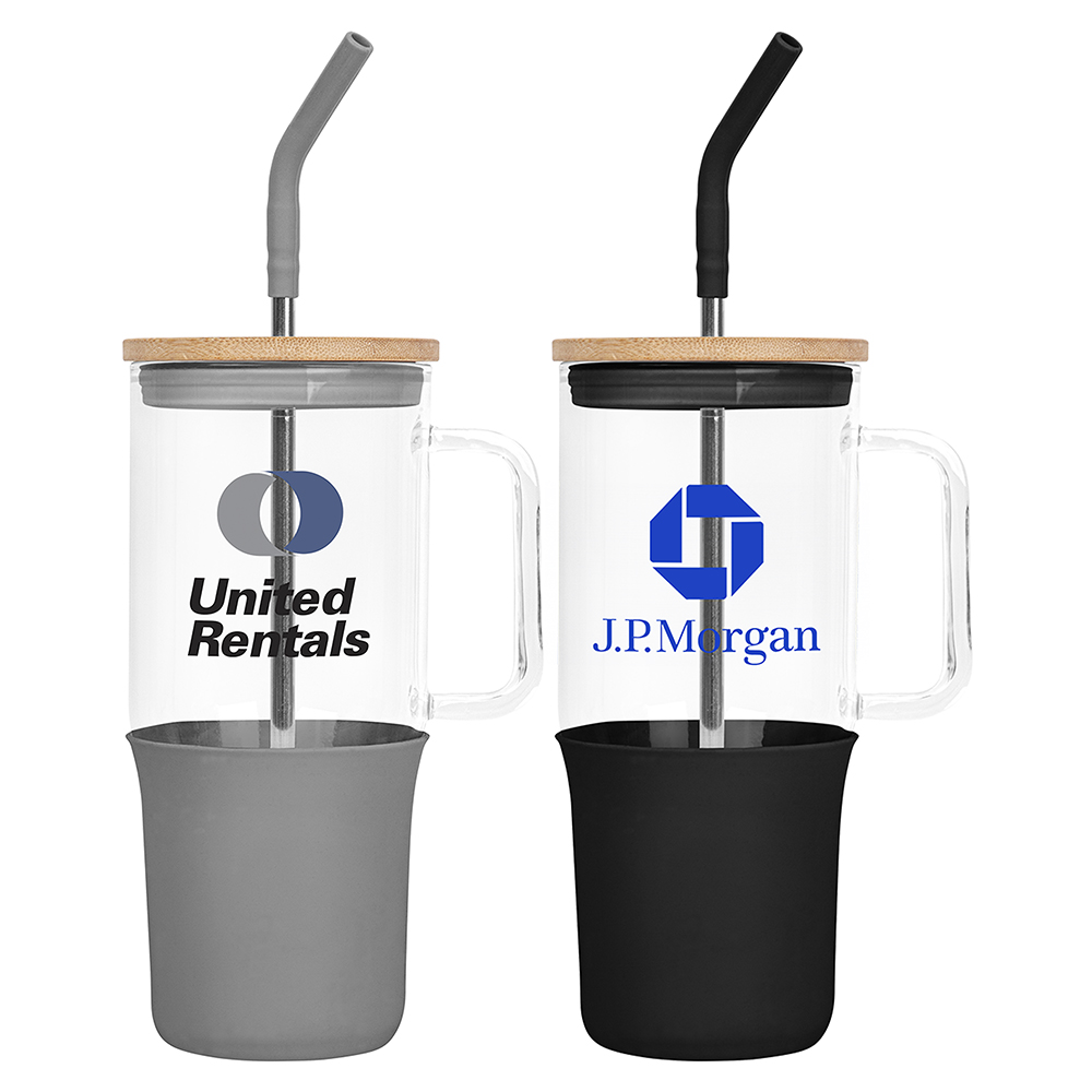 Picture of 32 Oz. Glass Tumbler w/Handle and Straw