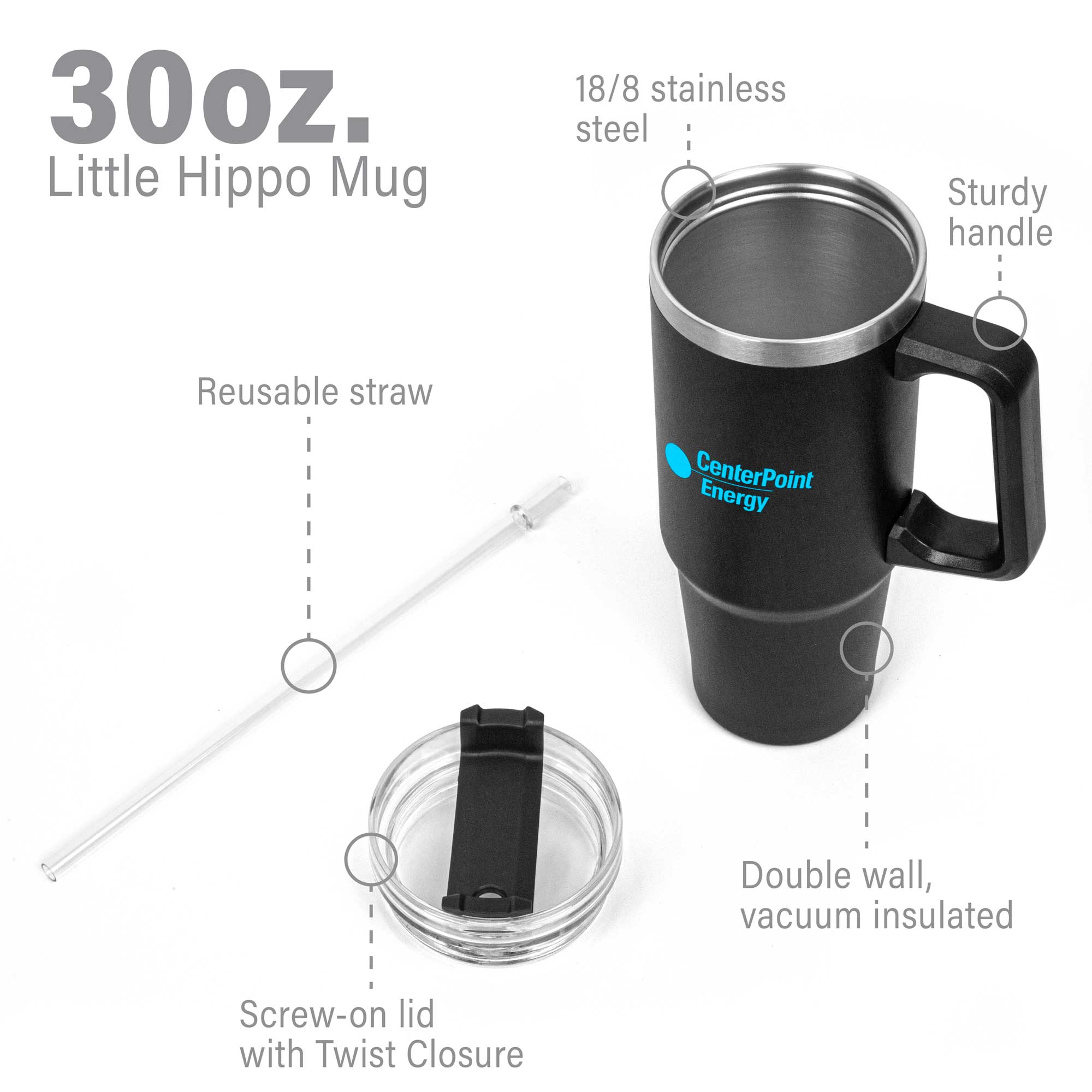 Picture of 30 Oz. Little Hippo Mug & Straw Lid