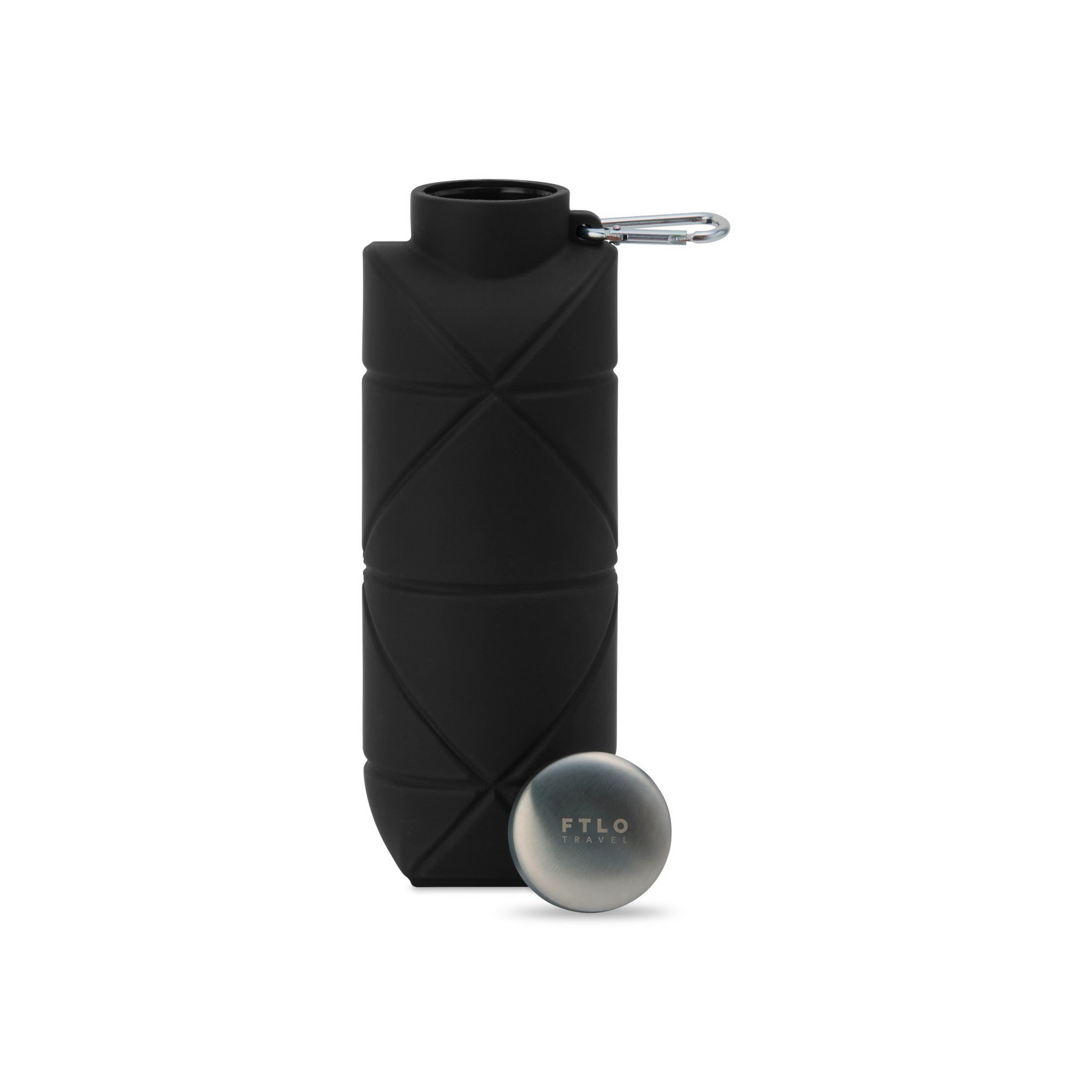 Picture of Clix Collapsible Silicone Bottle w/ Carabiner - 23 Oz. - Black