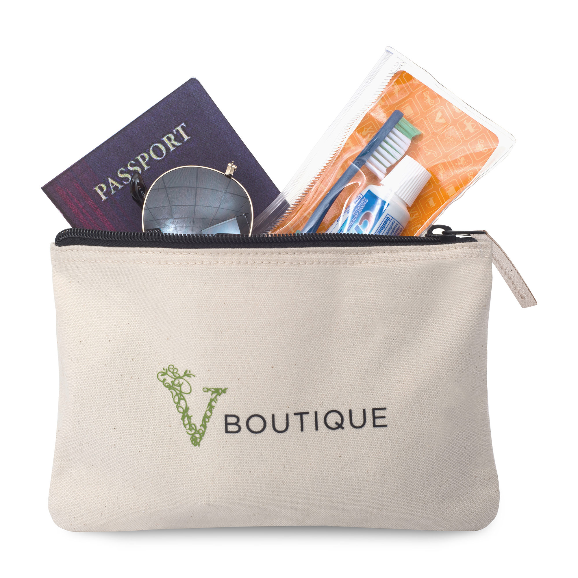 Picture of Avery Cotton Zippered Pouch - Natural