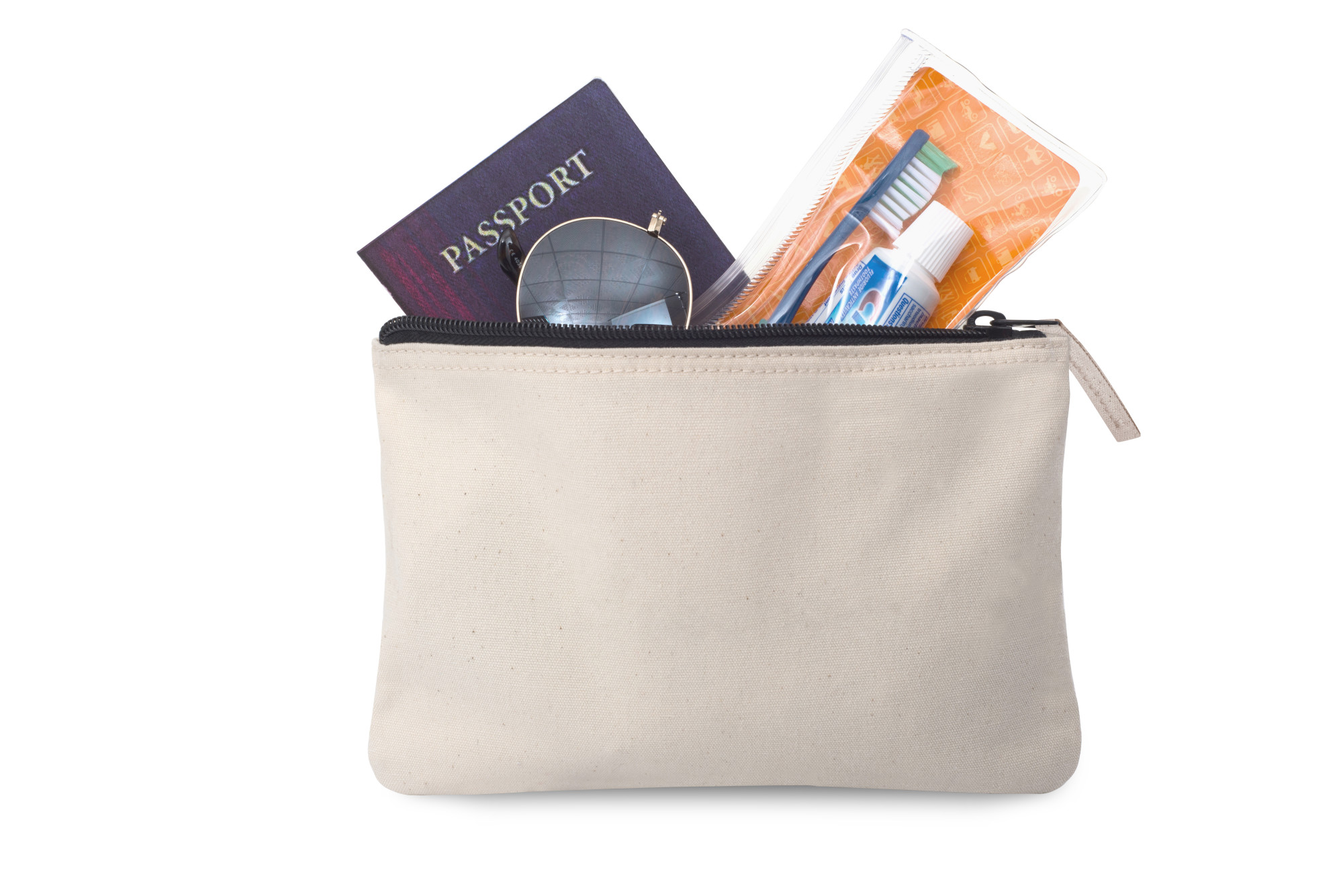 Picture of Avery Cotton Zippered Pouch - Natural