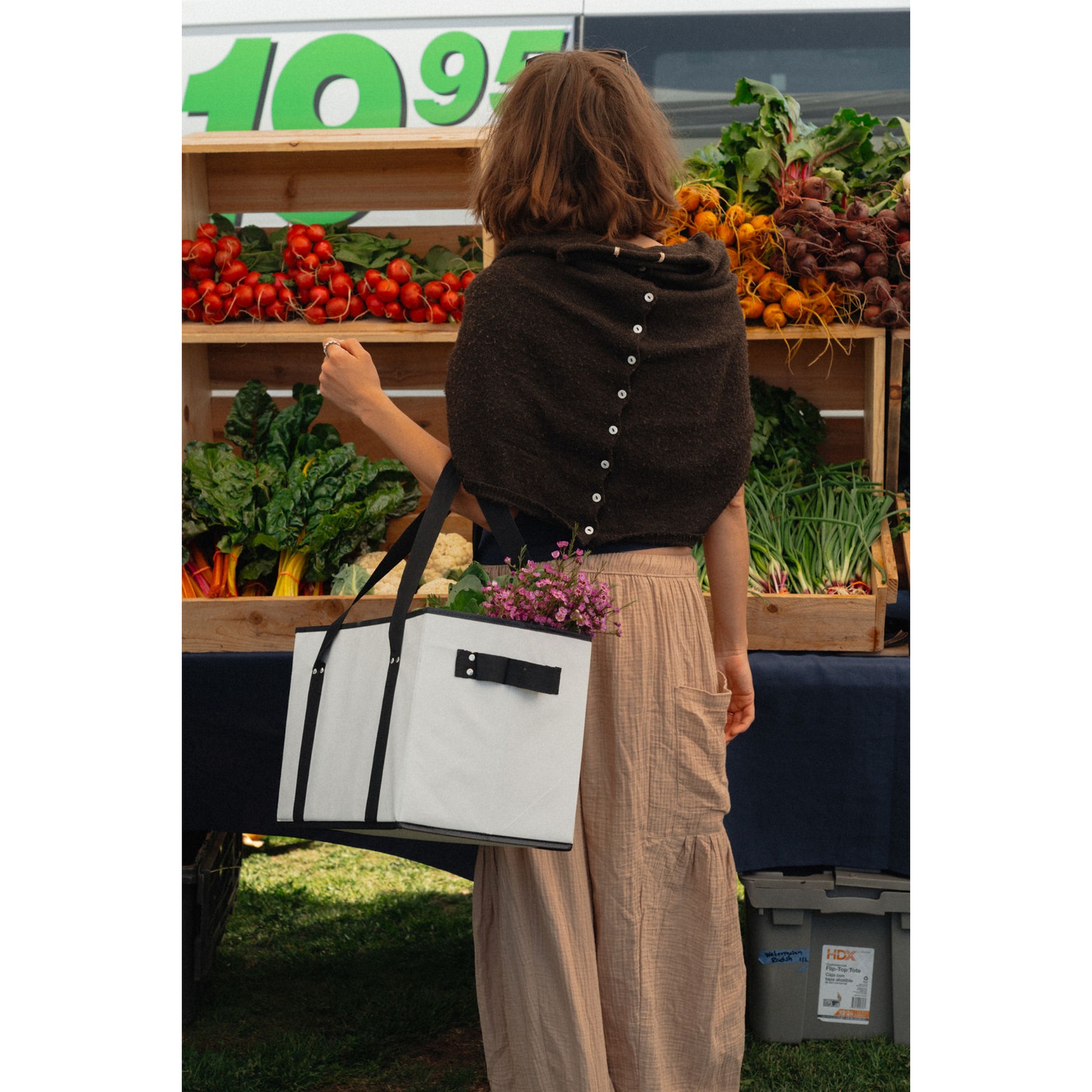 Picture of Recycled Non-Woven Collapsible Box Tote - White