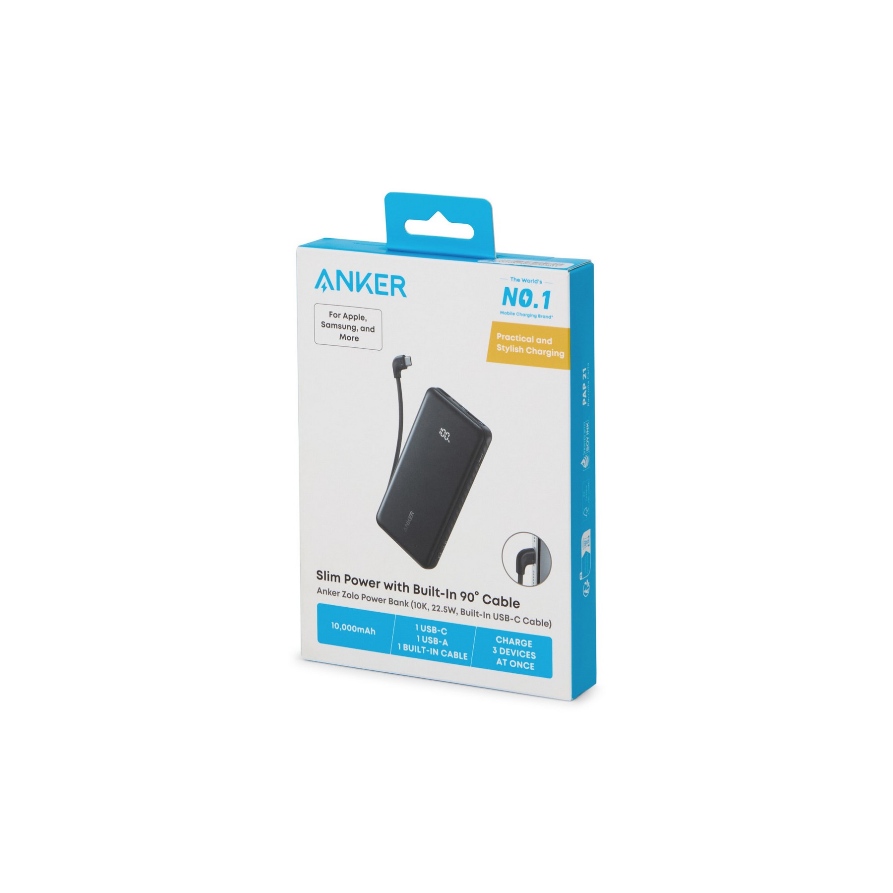 Picture of Anker Power Bank (10K, 22.5W, Built-In USB-C Cable) - Black