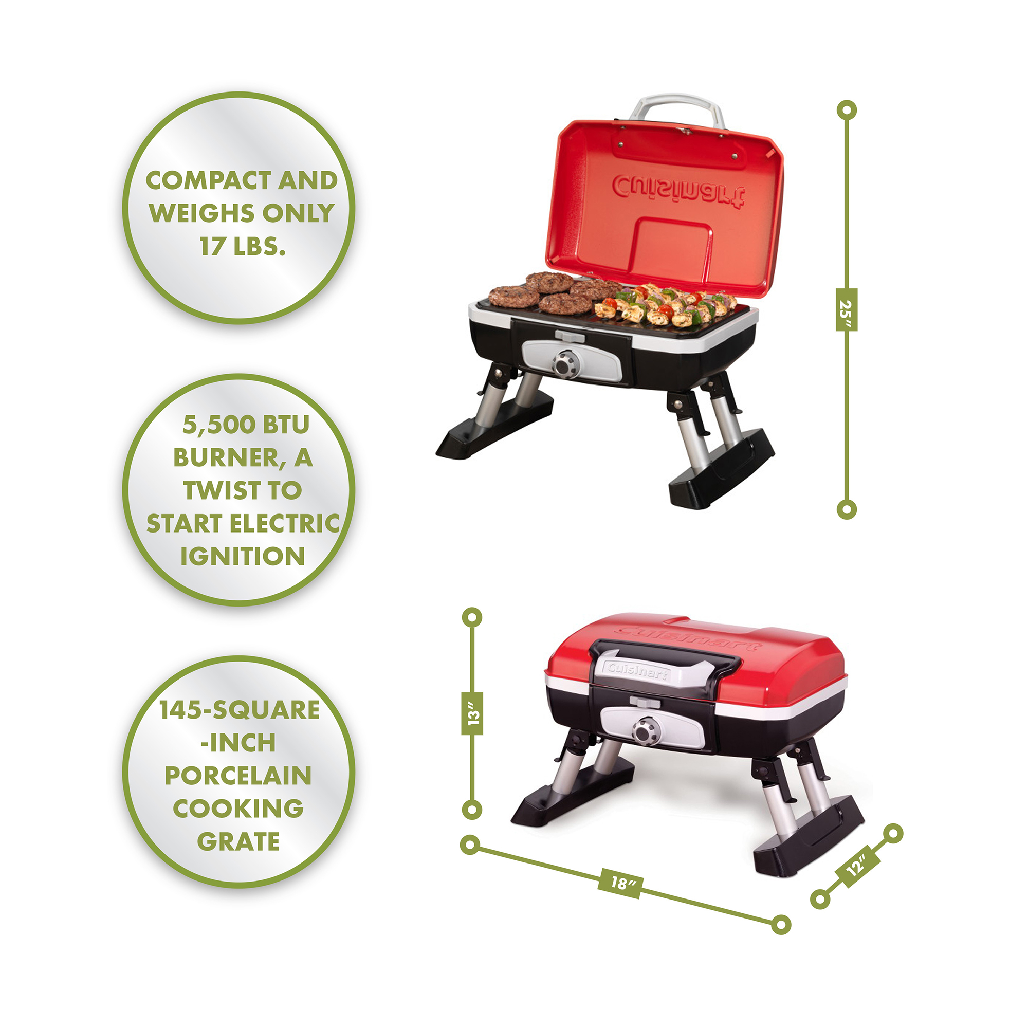 Picture of Cuisinart Outdoors Petite Gourmet Portable Gas Grill - Red