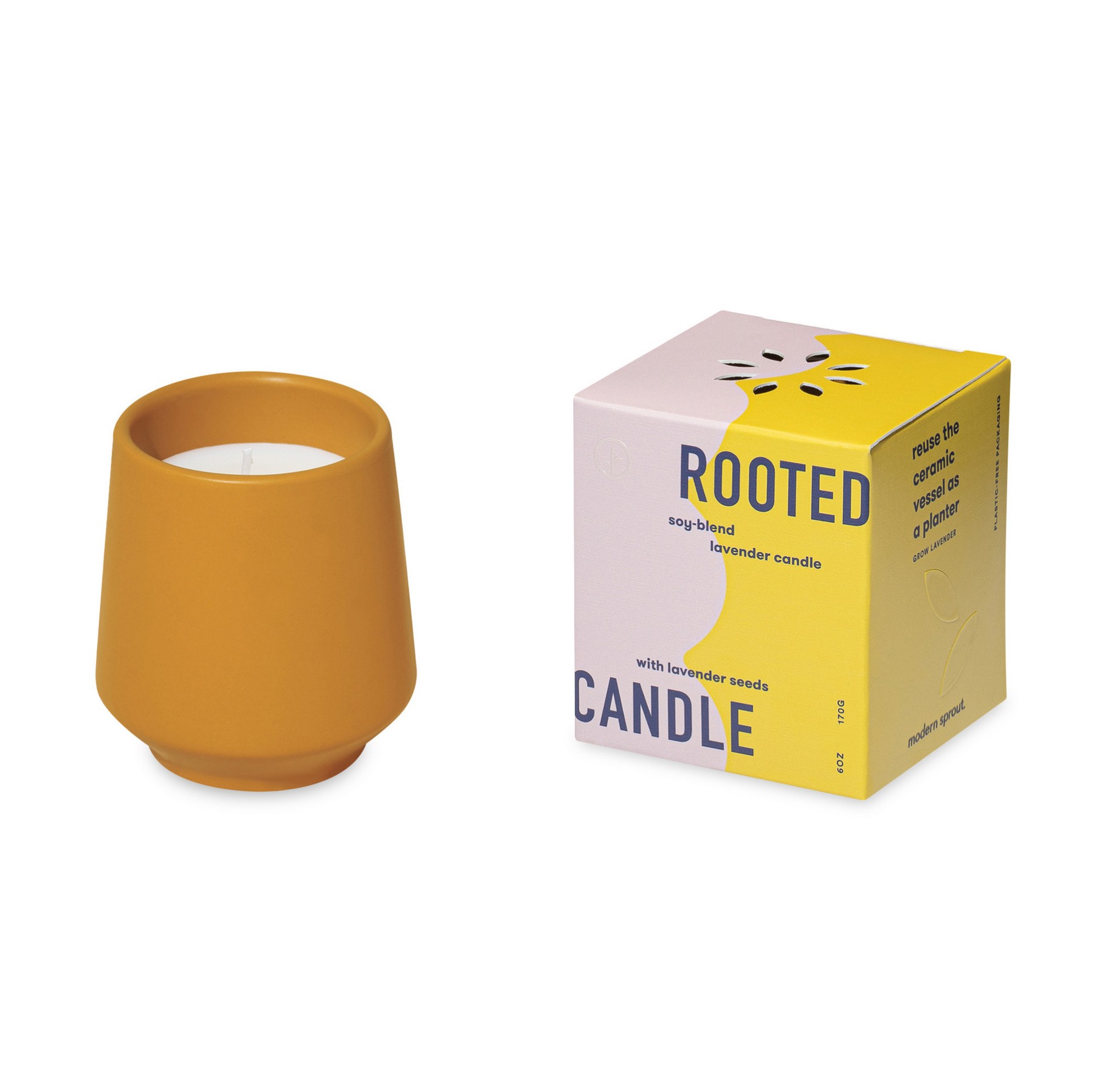 Picture of Modern Sprout Rooted Candle - Mustard-Lavender