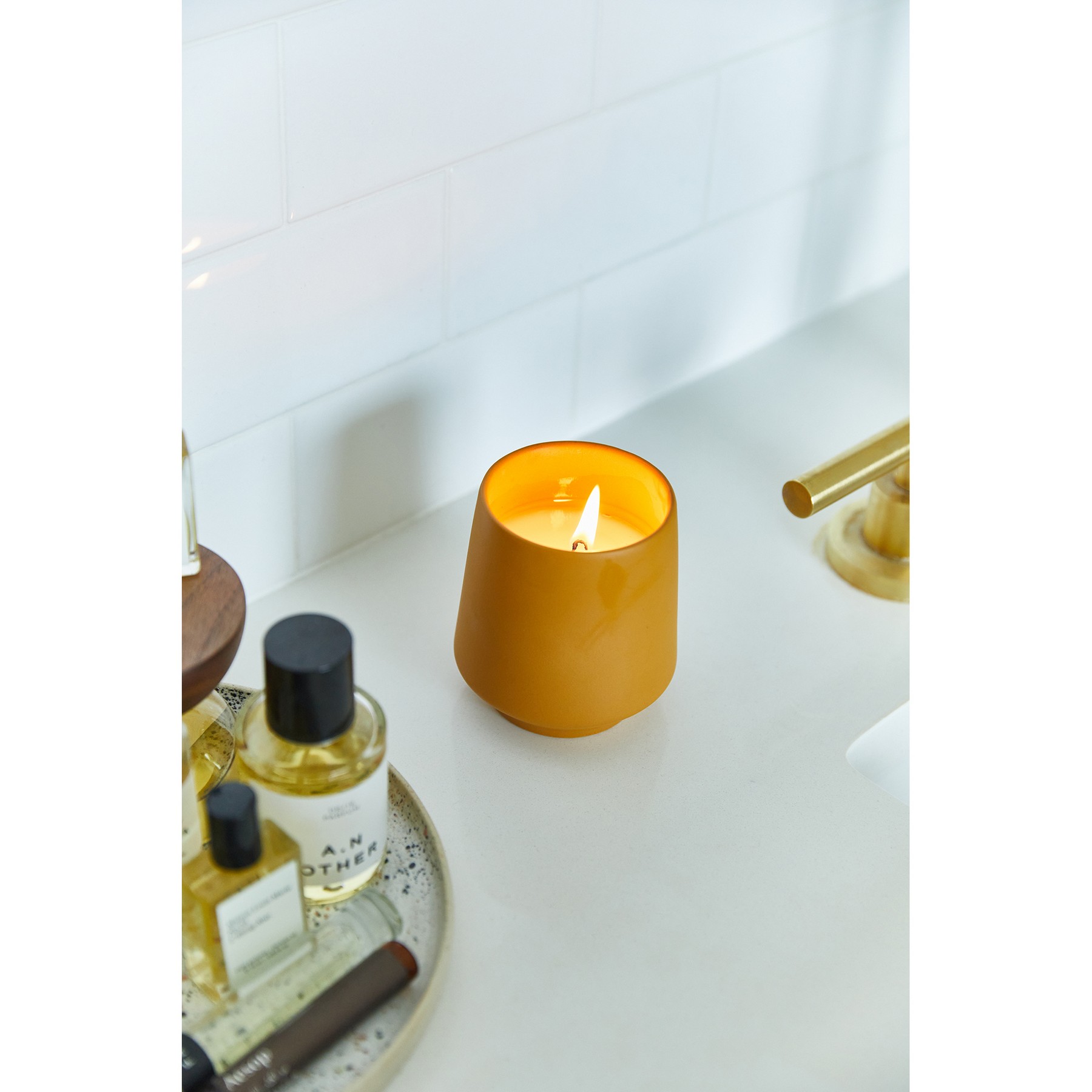 Picture of Modern Sprout Rooted Candle - Mustard-Lavender