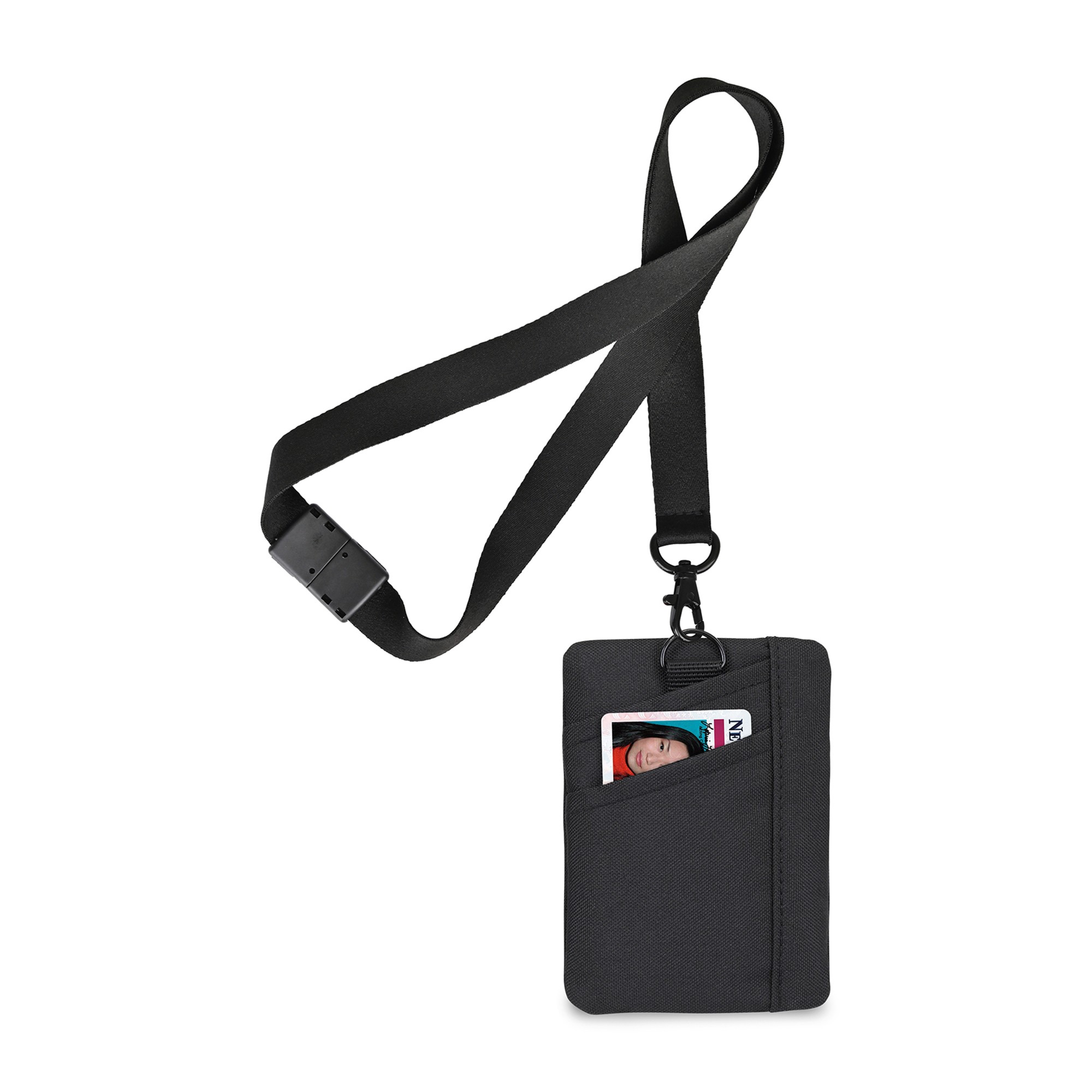 Picture of Rally Recycled ID Pouch Lanyard - Black