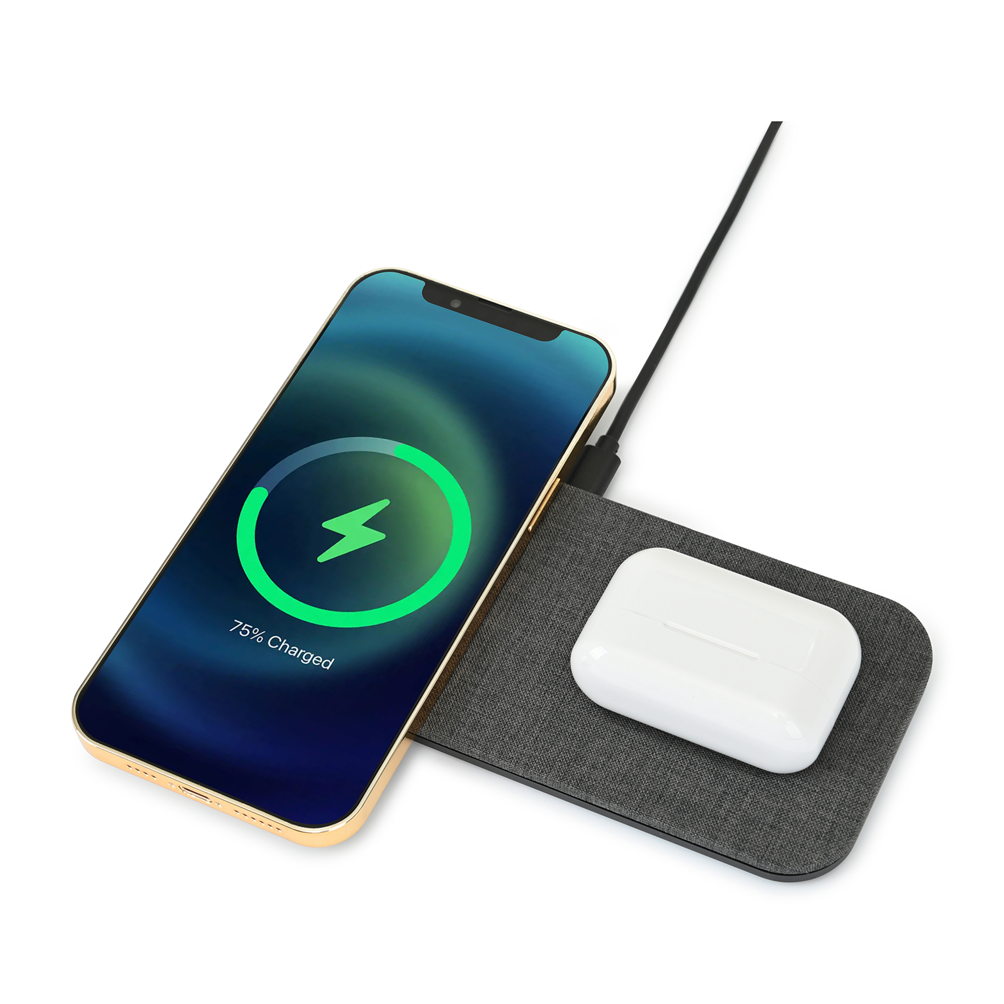 Picture of Eden Recycled rPET Wireless Dual Charging Pad - Charcoal Heather