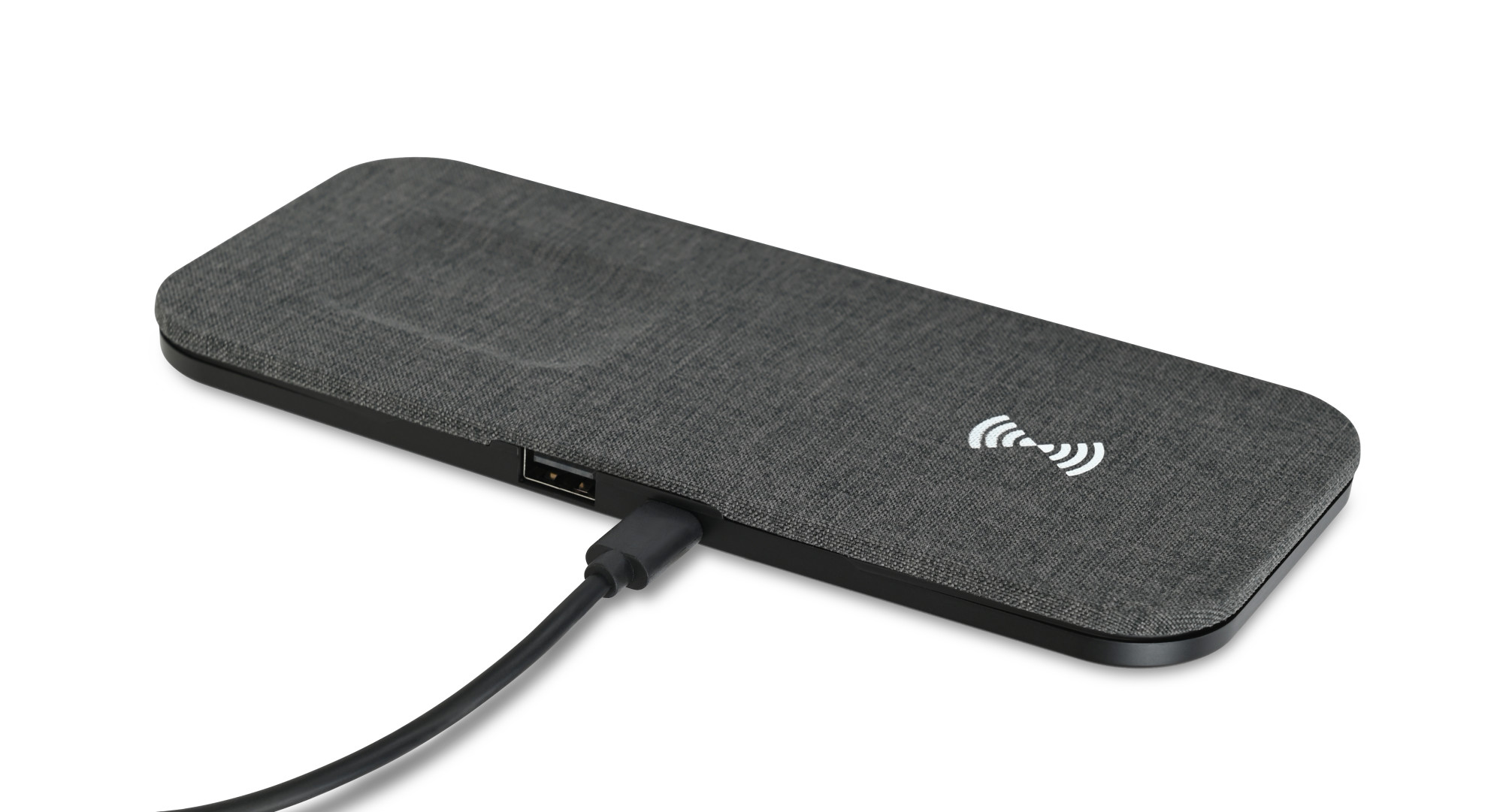 Picture of Eden Recycled rPET Wireless Dual Charging Pad - Charcoal Heather