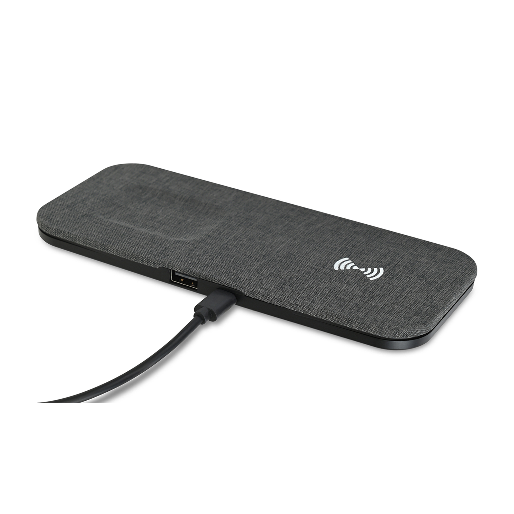 Picture of Eden Recycled rPET Wireless Dual Charging Pad - Charcoal Heather