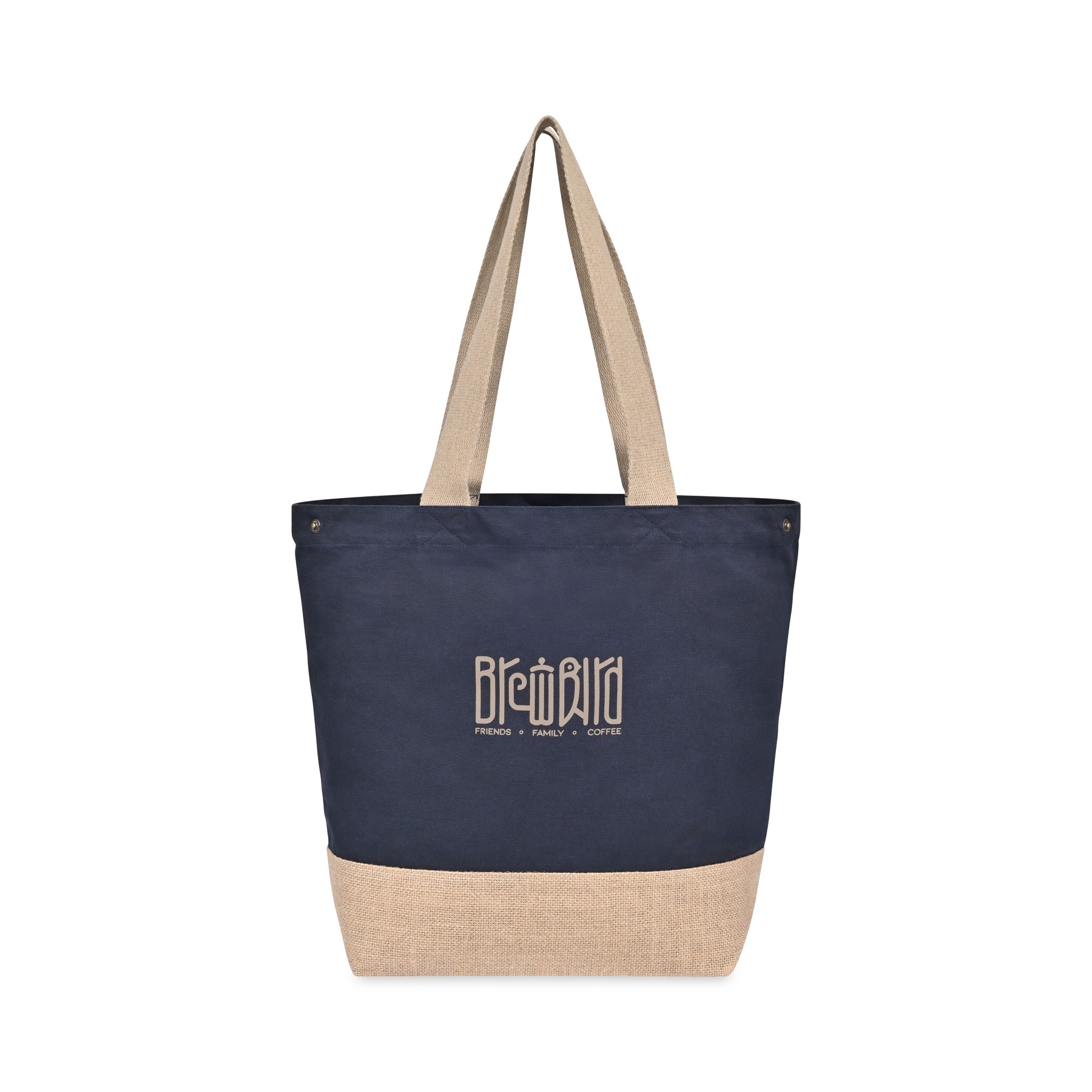 Picture of Recycled Cotton Canvas Jute Tote - AWARE - Navy