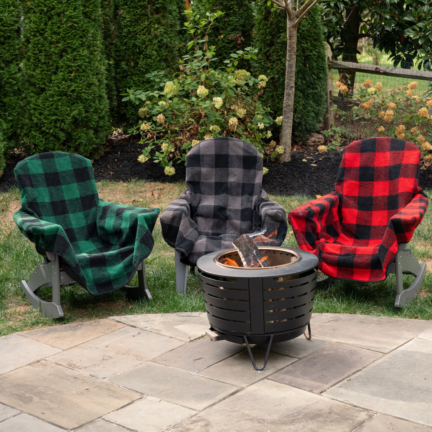 Picture of City Bonfires The Chair Blanket - Grey Plaid