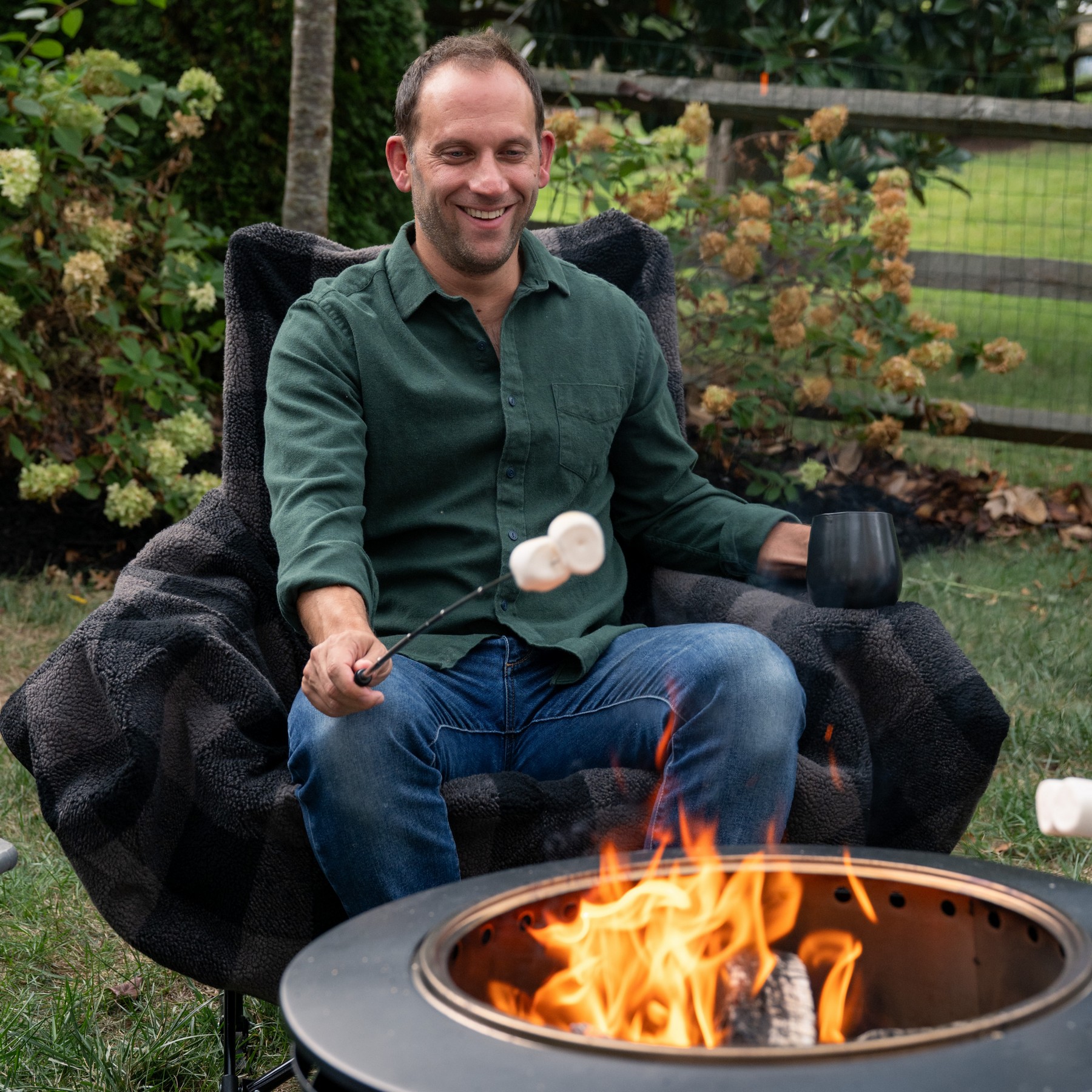 Picture of City Bonfires The Chair Blanket - Grey Plaid