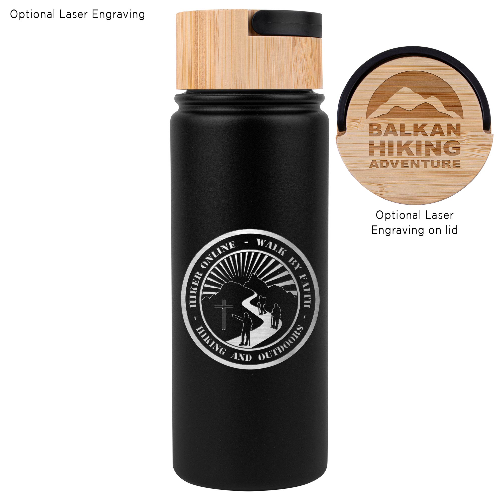 Picture of 20 Oz. Vacuum-Sealed Stainless Water Bottle w/Bamboo Lid