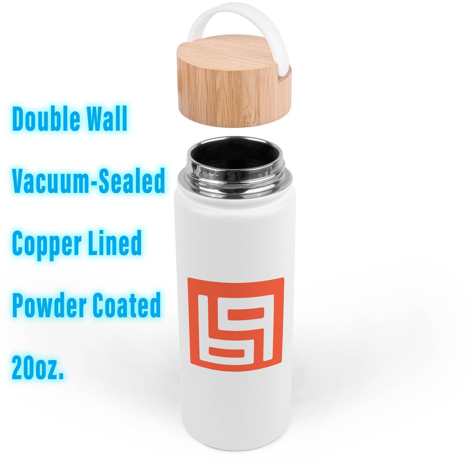 Picture of 20 Oz. Vacuum-Sealed Stainless Water Bottle w/Bamboo Lid