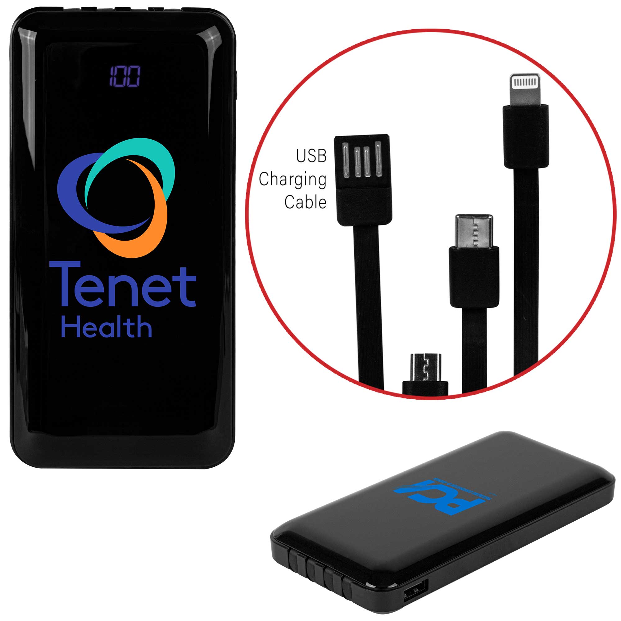 Picture of 10,000 mAh Power Bank w/Built-In Charge Cables