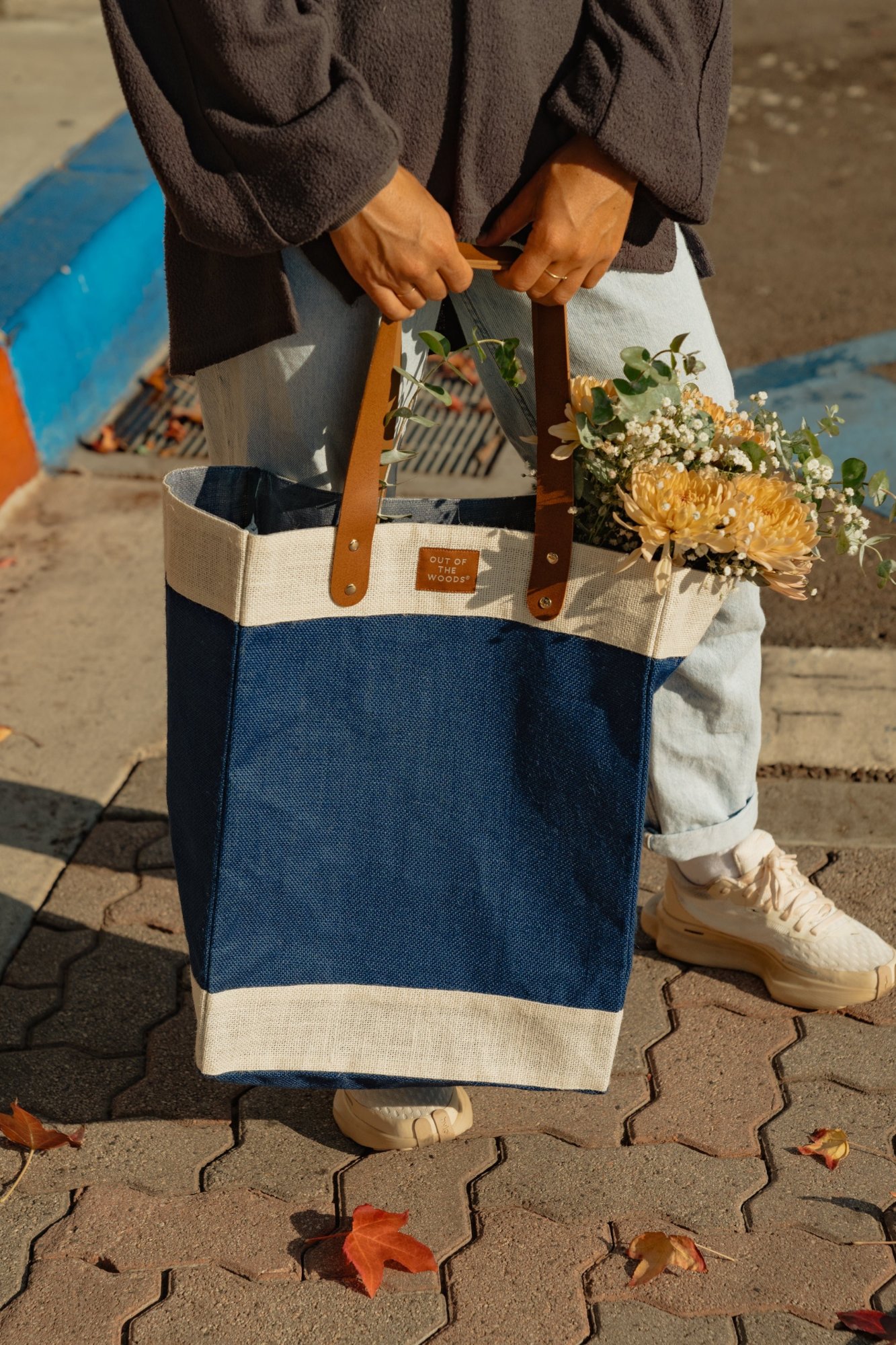 Picture of Out of the Woods Jute Tall Tote - Navy Blue